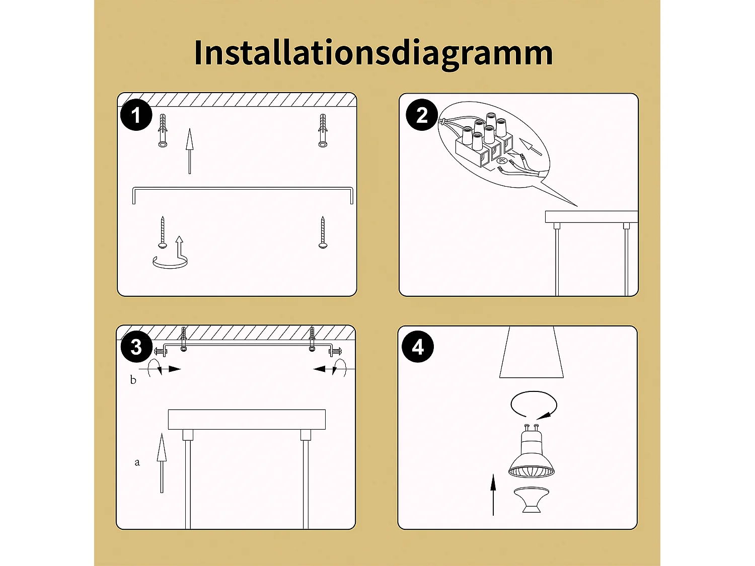 NETTLIFE Lampe suspendue table à manger suspension GU10 : lampe de salle à manger 6 ampoules en métal noir doré moderne industriel