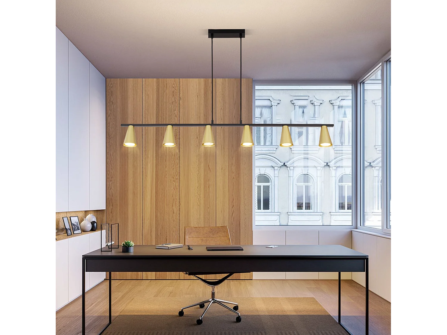 NETTLIFE Hanglamp GU10 - 6-Lichts - goud - kegelvormig Ontwerp - Metaal - Modern Eetkamerlamp Max.25W - voor Keuken | Woonkamer | Hal - Zonder lampen