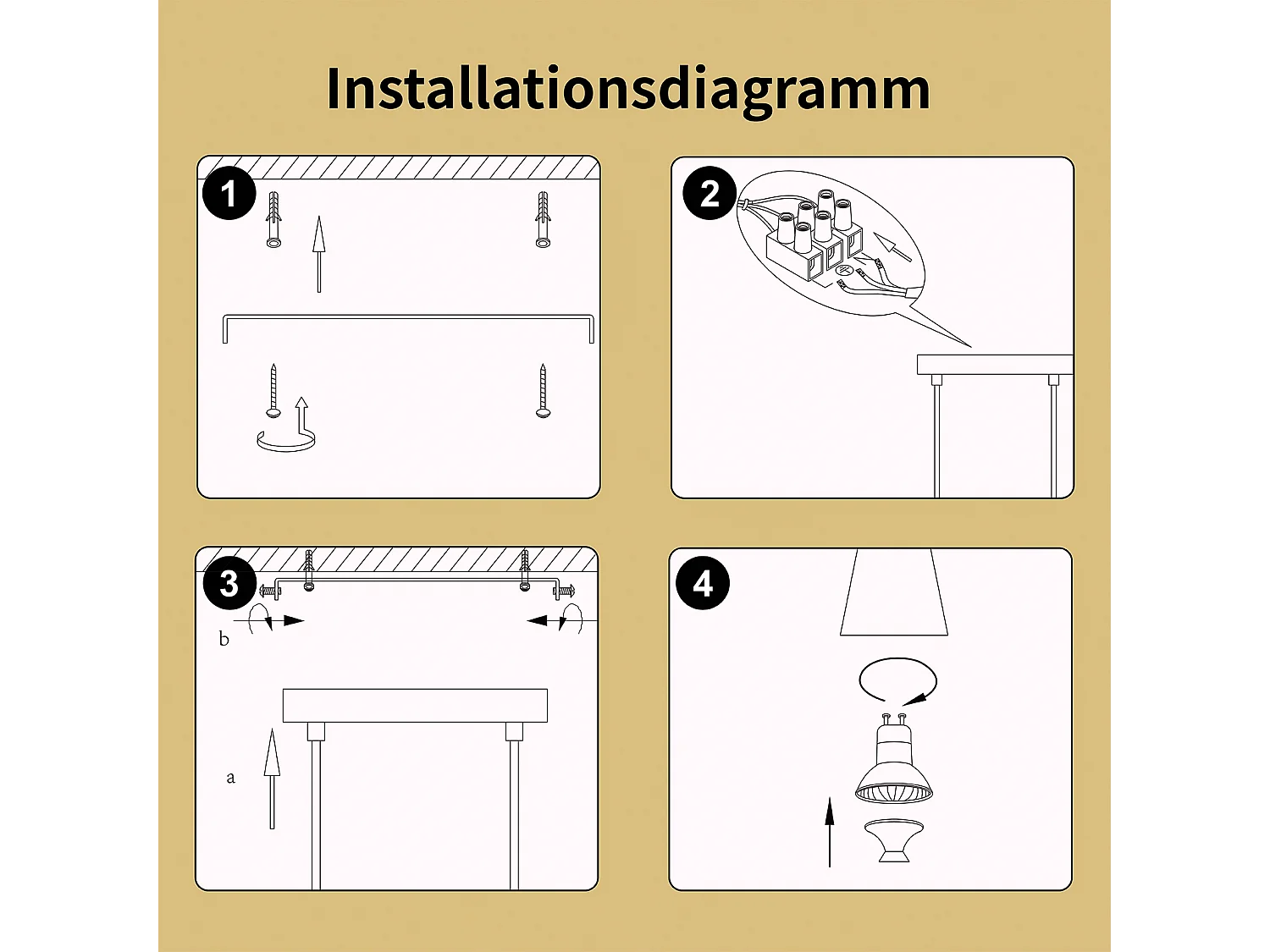 NETTLIFE Lampe suspendue table à manger suspension GU10 : lampe de salle à manger 6 ampoules en métal noir doré moderne industriel