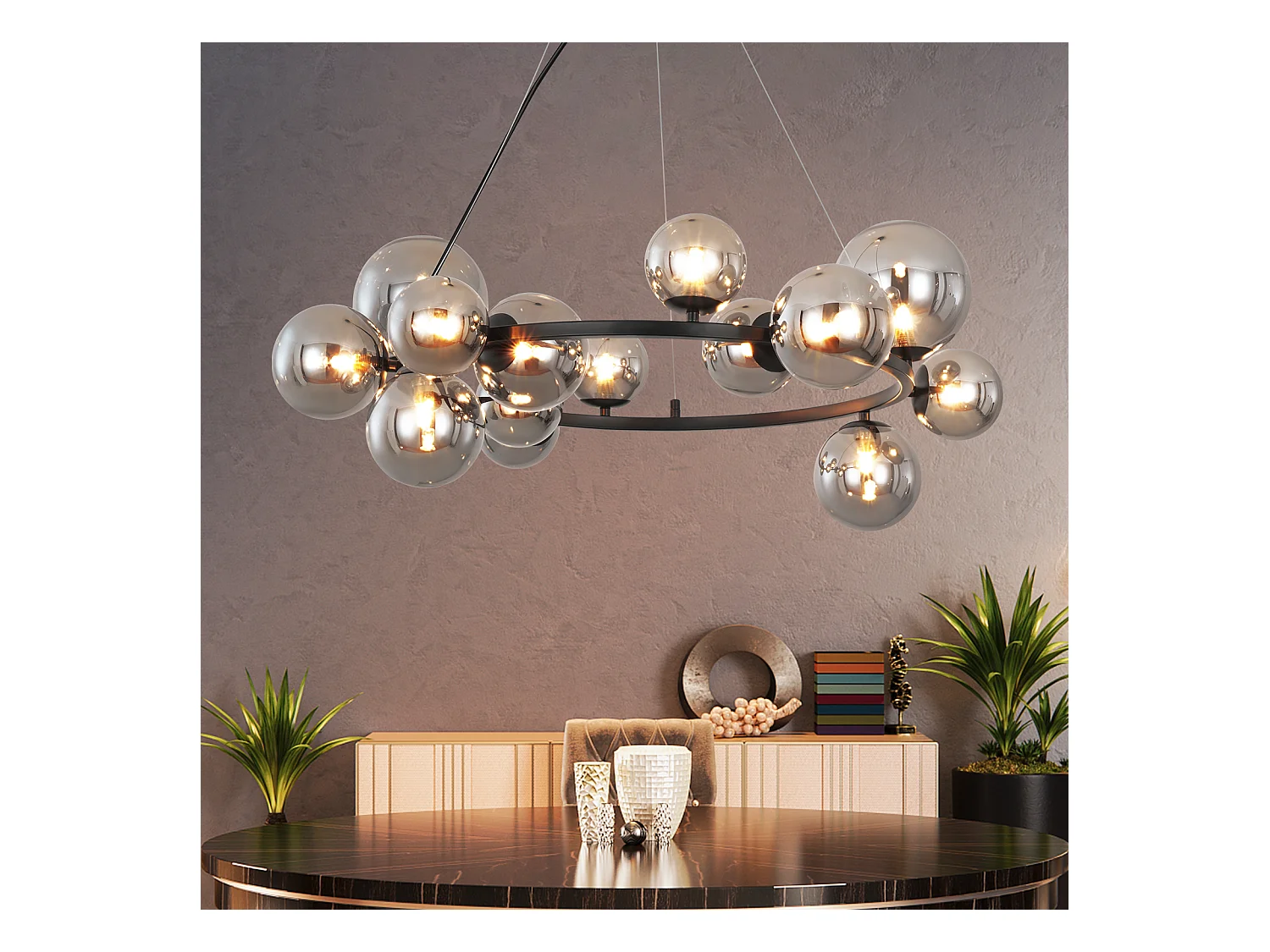 NETTLIFE Lampe suspendue table à manger lampe suspendue salon - lampe suspendue 14 ampoules G9