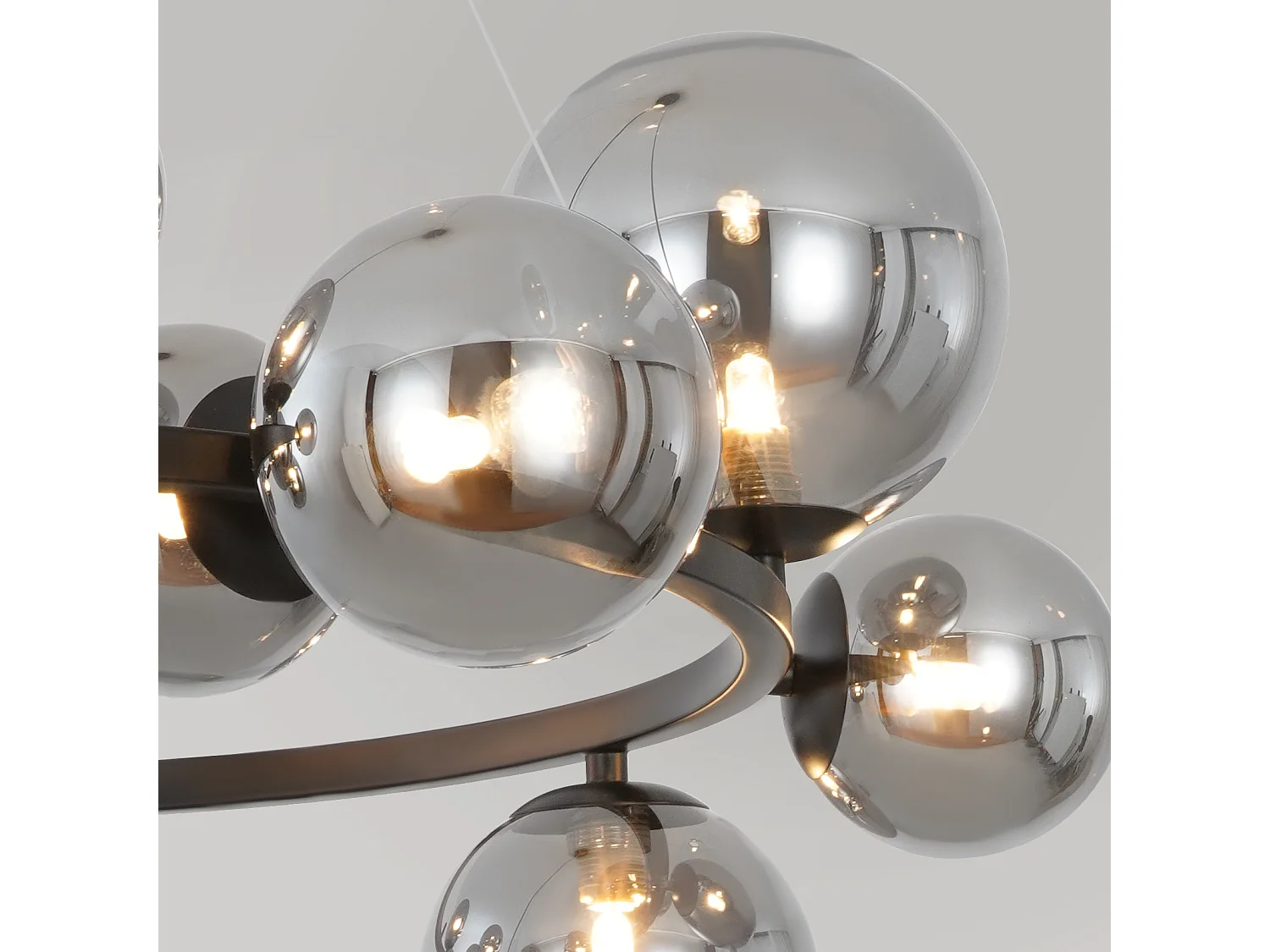 NETTLIFE Hanglamp G9 - 14-Lichts - Glas - Rookgrijs - Modern Pendellamp - Eetkamerlamp - Kroonluchter met Glazen Bol - voor Eetkamer | Hal | Woonkamer | Trappenhuis