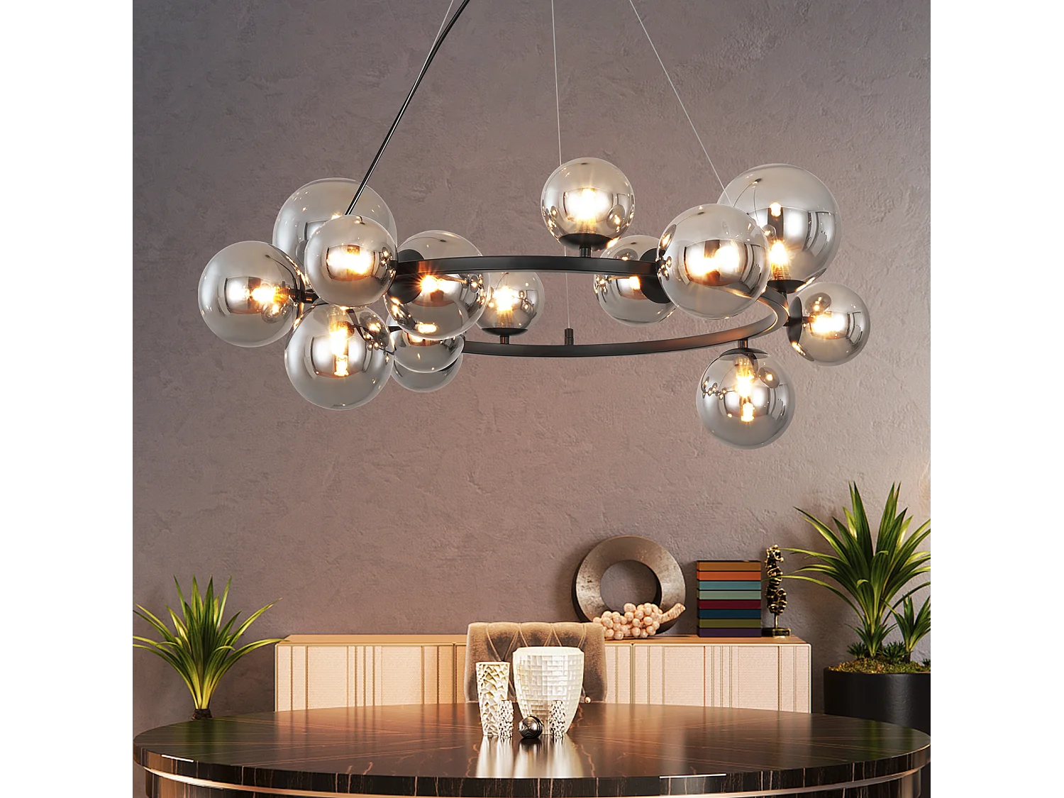 NETTLIFE Lampa wisząca do jadalni, lampa wisząca do salonu - lampa wisząca na 14 żarówek G9