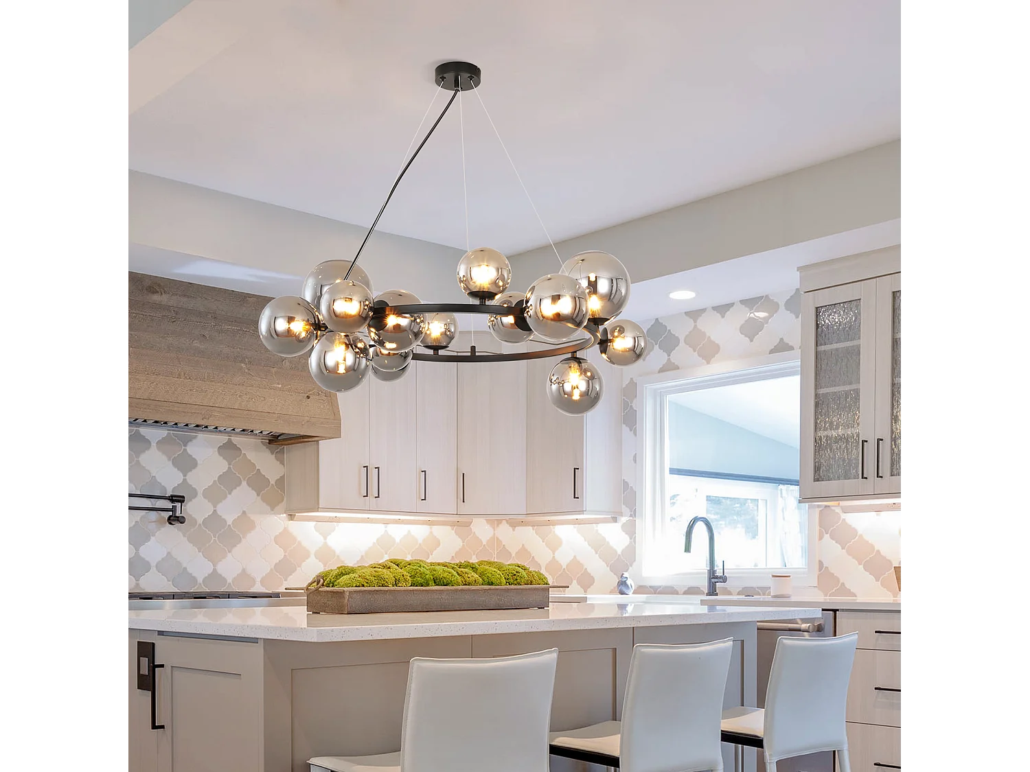 NETTLIFE Lampa wisząca do jadalni, lampa wisząca do salonu - lampa wisząca na 14 żarówek G9