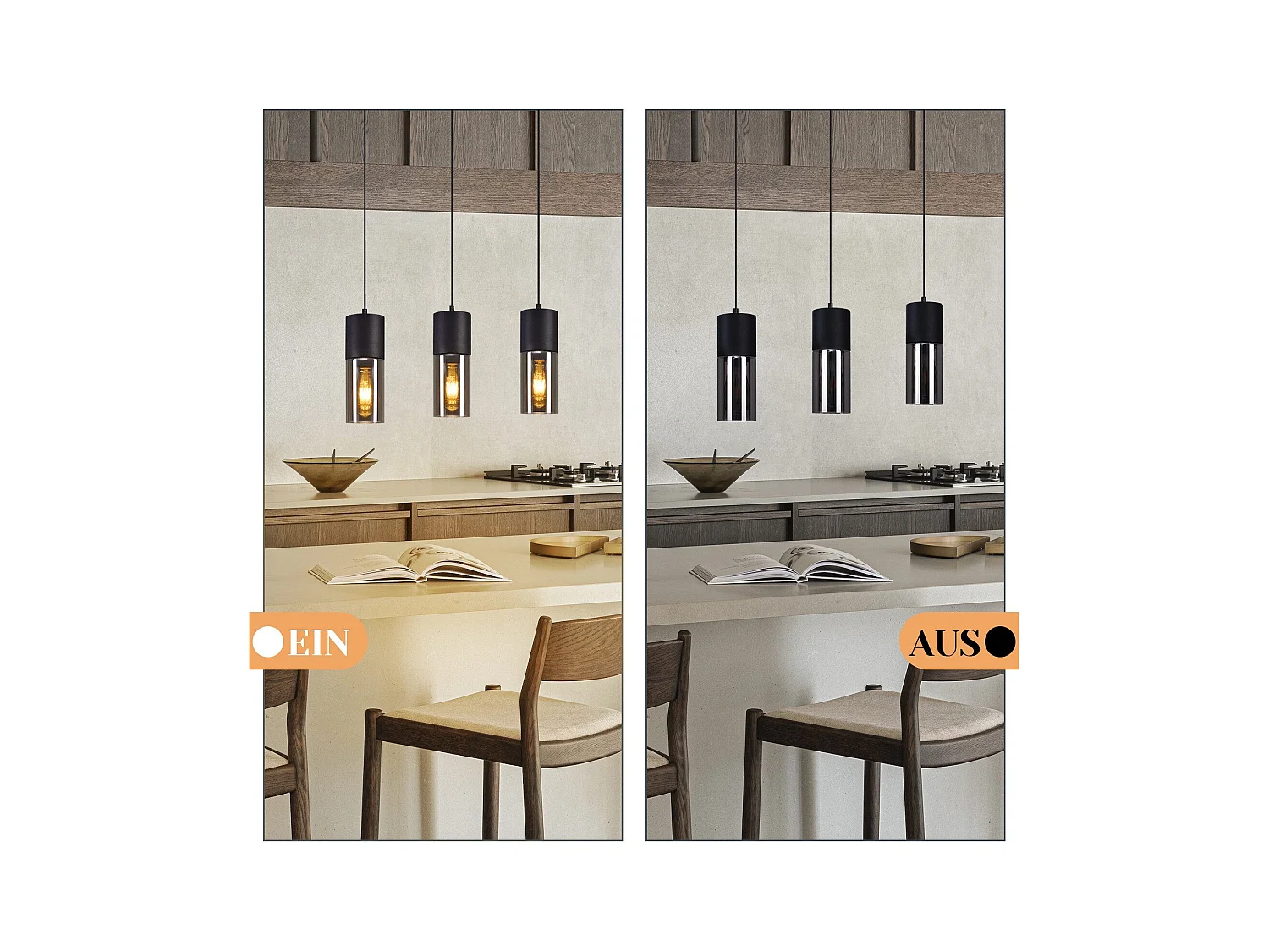 NETTLIFE Lampa wisząca na stół do jadalni E27 - nowoczesna, regulowana 3-punktowa lampa wisząca LED