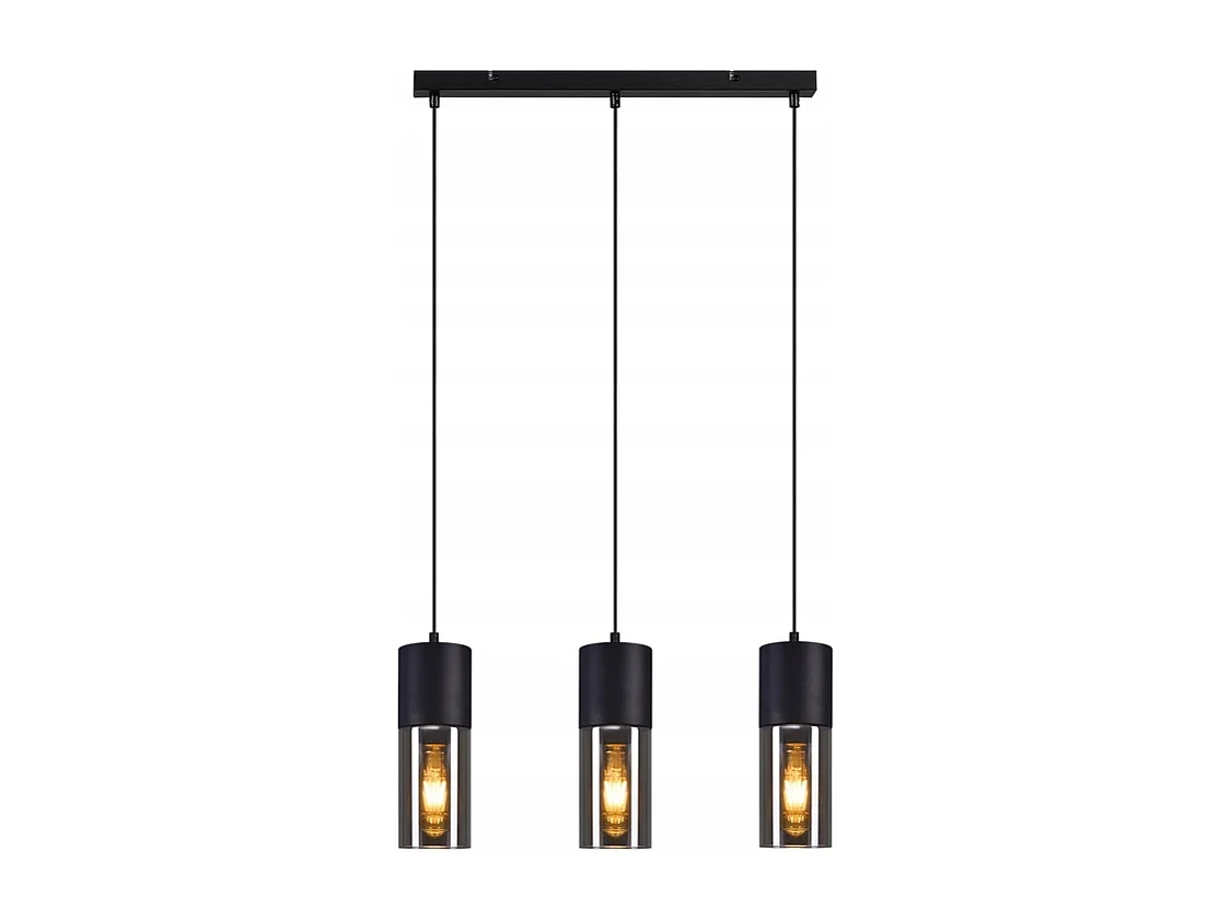 NETTLIFE Hanglamp glas - 3xE27 - rechthoekig - zwart - metalen - eettafel lampen voor trap slaapkamer - Zonder lichtbron