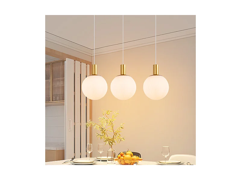 Esstisch Pendelleuchte Glas Pendellampe E27 Gold Modern 3 Flammig Hängelampe