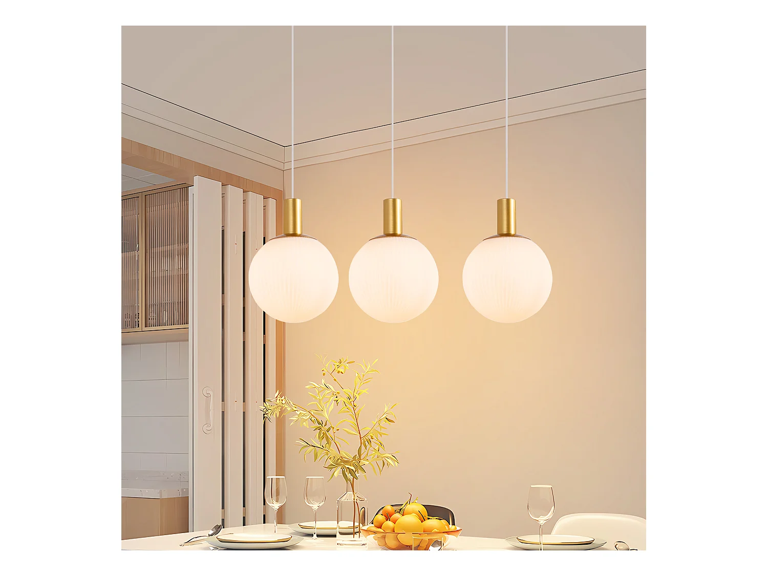 NETTLIFE Suspension E27 or Lampe à suspendre 3 feux Réglable en hauteur Lampe à suspendre Moderne