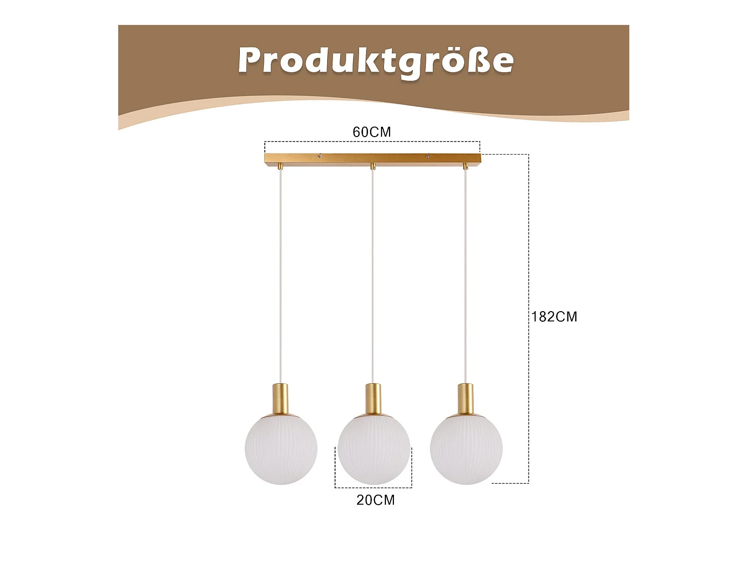 NETTLIFE Suspensión E27 o Lámpara de suspensión de 3 focos Ajustable en altura. Lámpara de suspensión moderna.