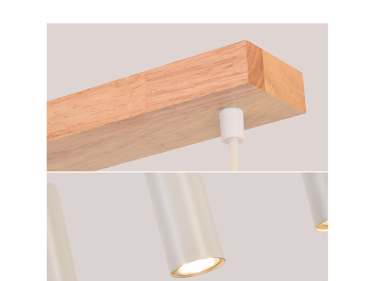 NETTLIFE Suspension 3 ampoules lampe de salle à manger bois - lampe suspendue vintage GU10