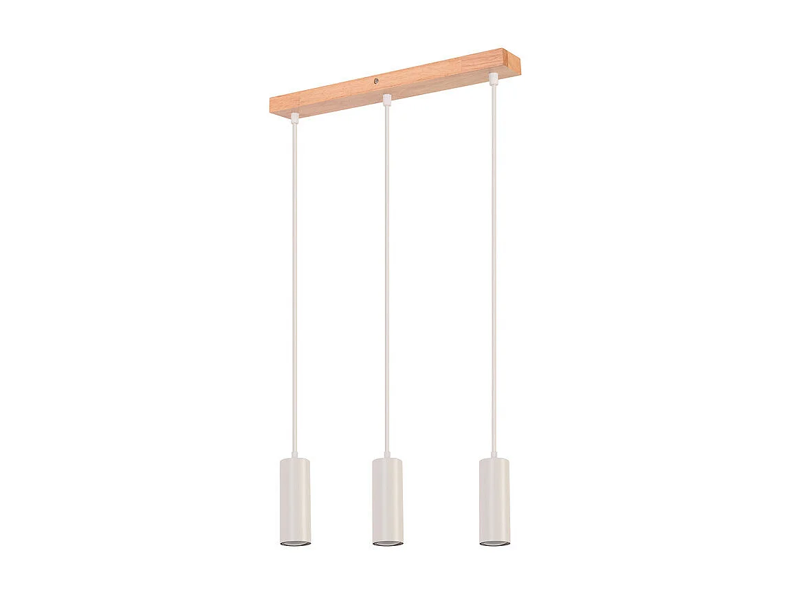 NETTLIFE Suspension 3 ampoules lampe de salle à manger bois - lampe suspendue vintage GU10