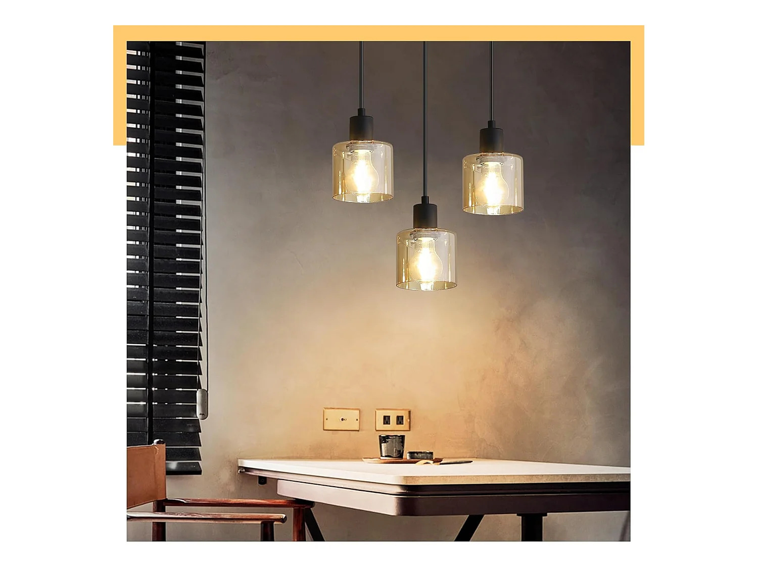 NETTLIFE Suspension Table à Manger Lampe Suspendue Vintage 3 Ampoules Lampe de Table à Manger Suspendue E27 Métal Noir Rétro Industriel