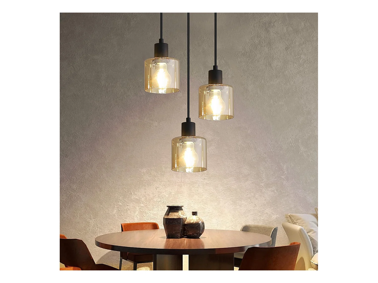 Esstisch Pendelleuchte Vintage Hängelampe 3-flammig E27 Hängende Esstischlampe