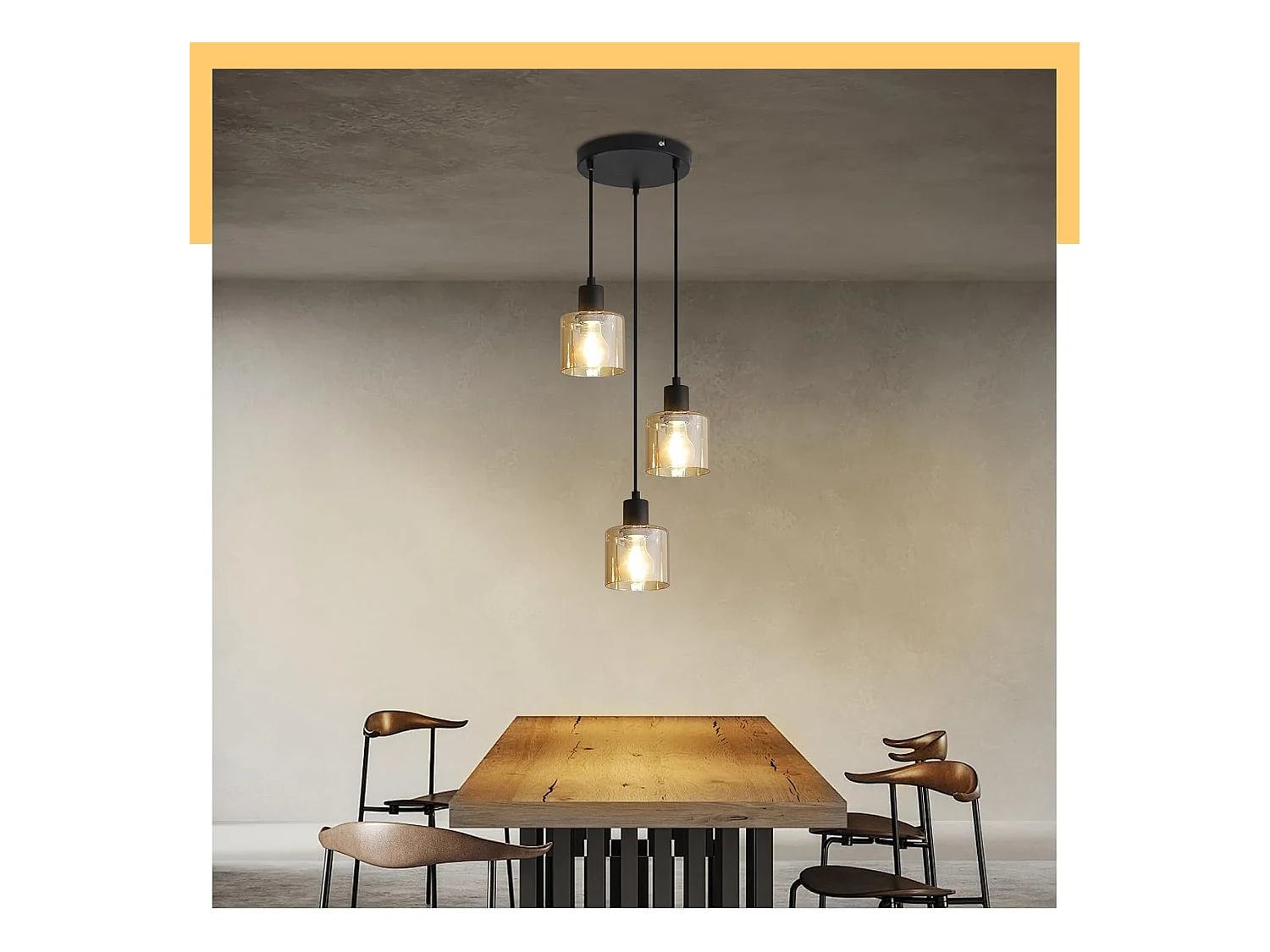 Esstisch Pendelleuchte Vintage Hängelampe 3-flammig E27 Hängende Esstischlampe