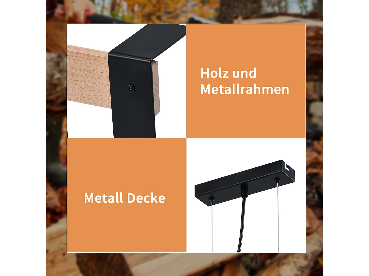 NETTLIFE Pendelleuchte Vintage Esszimmerlampe Schwarz Holz E27 5 flammig Industrial Esstisch