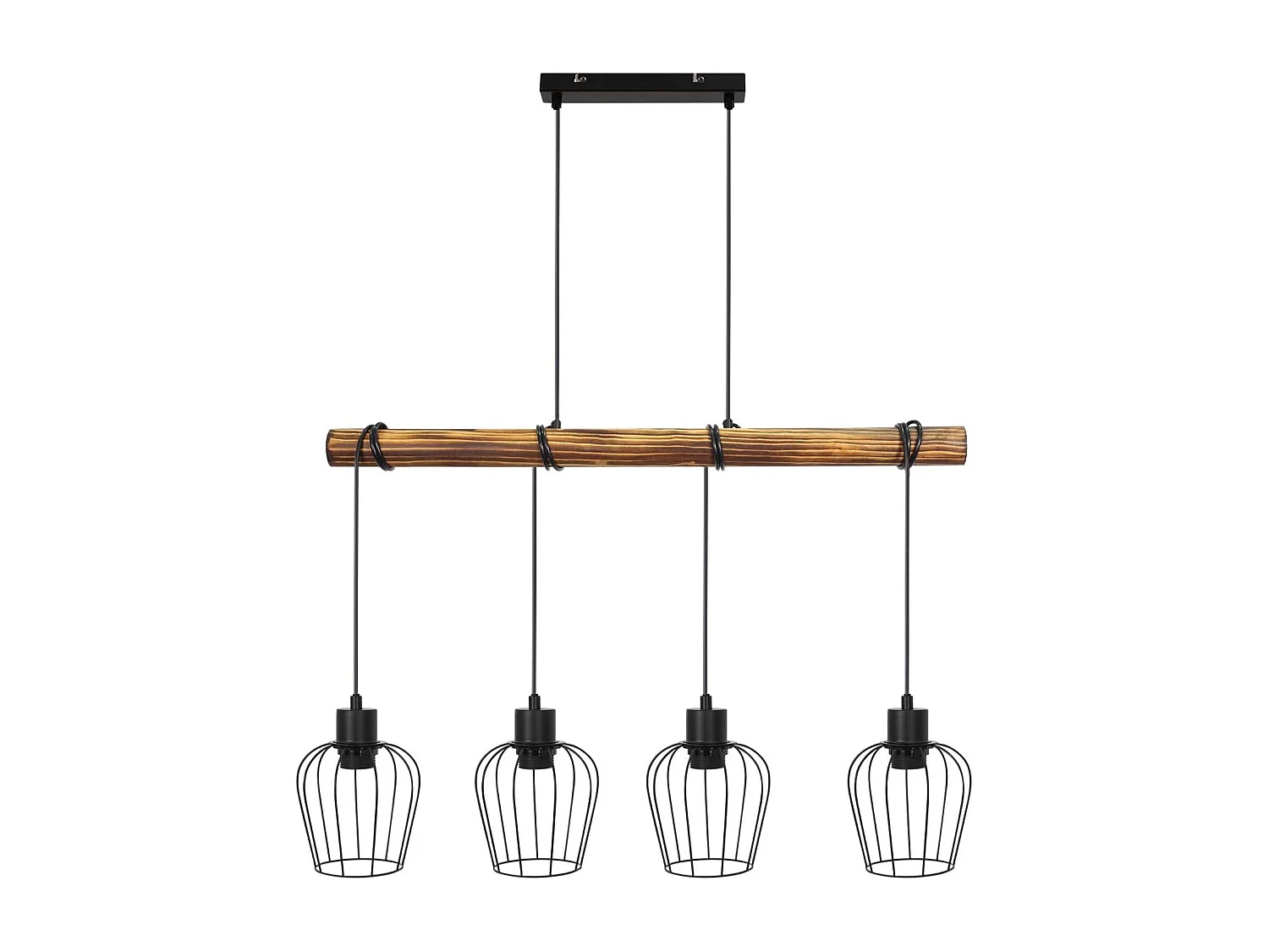 NETTLIFE Suspension rétro lampe à suspension vintage en bois industriel noir E27