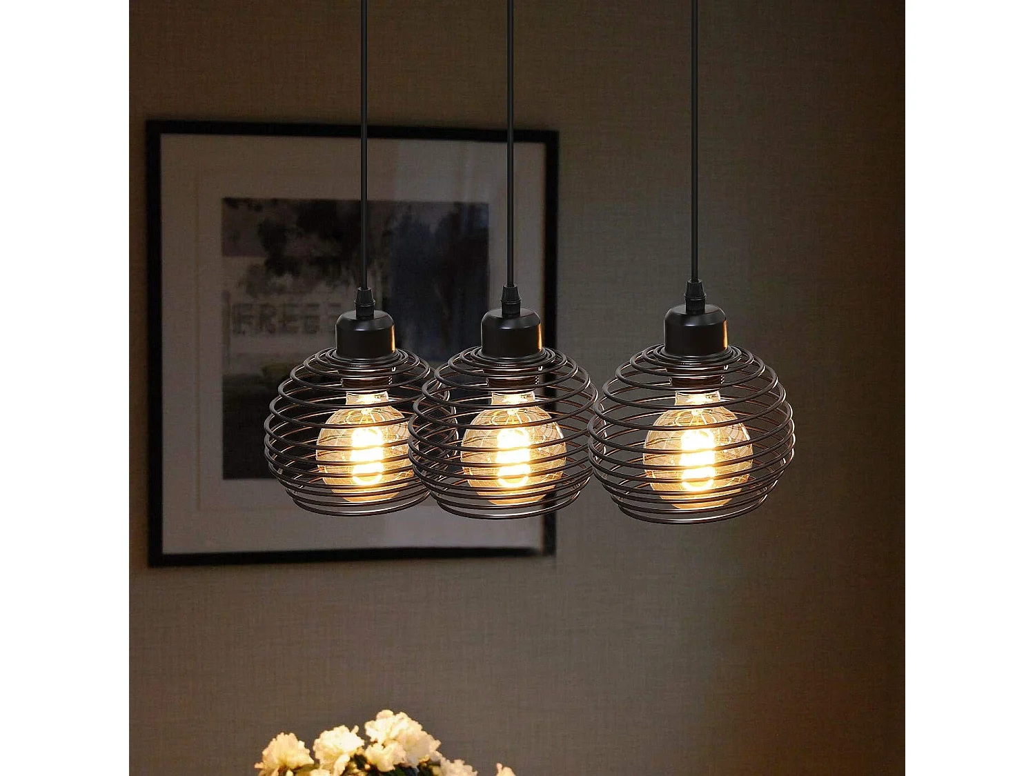 NETTLIFE Vintage schwarze Hängeleuchte Tischlampe E27 Esszimmerlampe Retro Industrie Küche