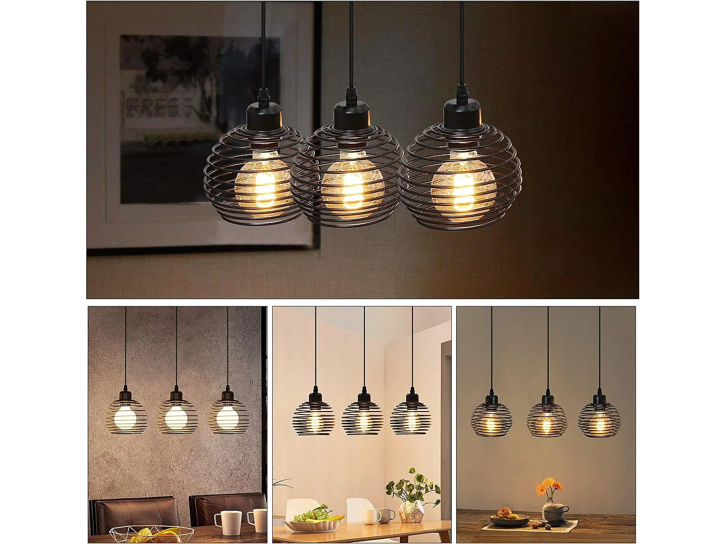 NETTLIFE Vintage schwarze Hängeleuchte Tischlampe E27 Esszimmerlampe Retro Industrie Küche