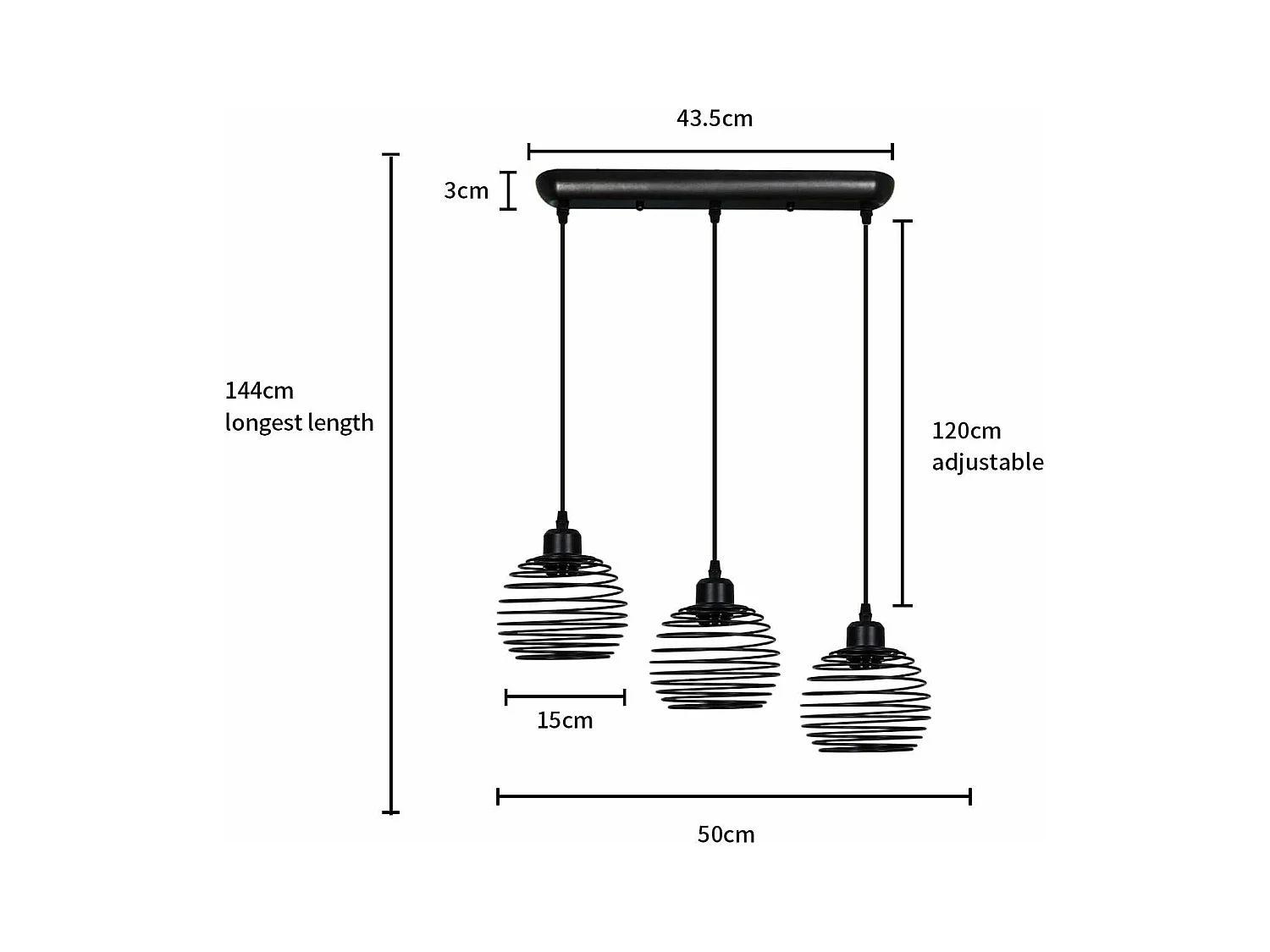 NETTLIFE Suspensión de mesa Vintage negro. Lámpara de mesa E27. Lámpara para comedor. Retró cocina industrial.