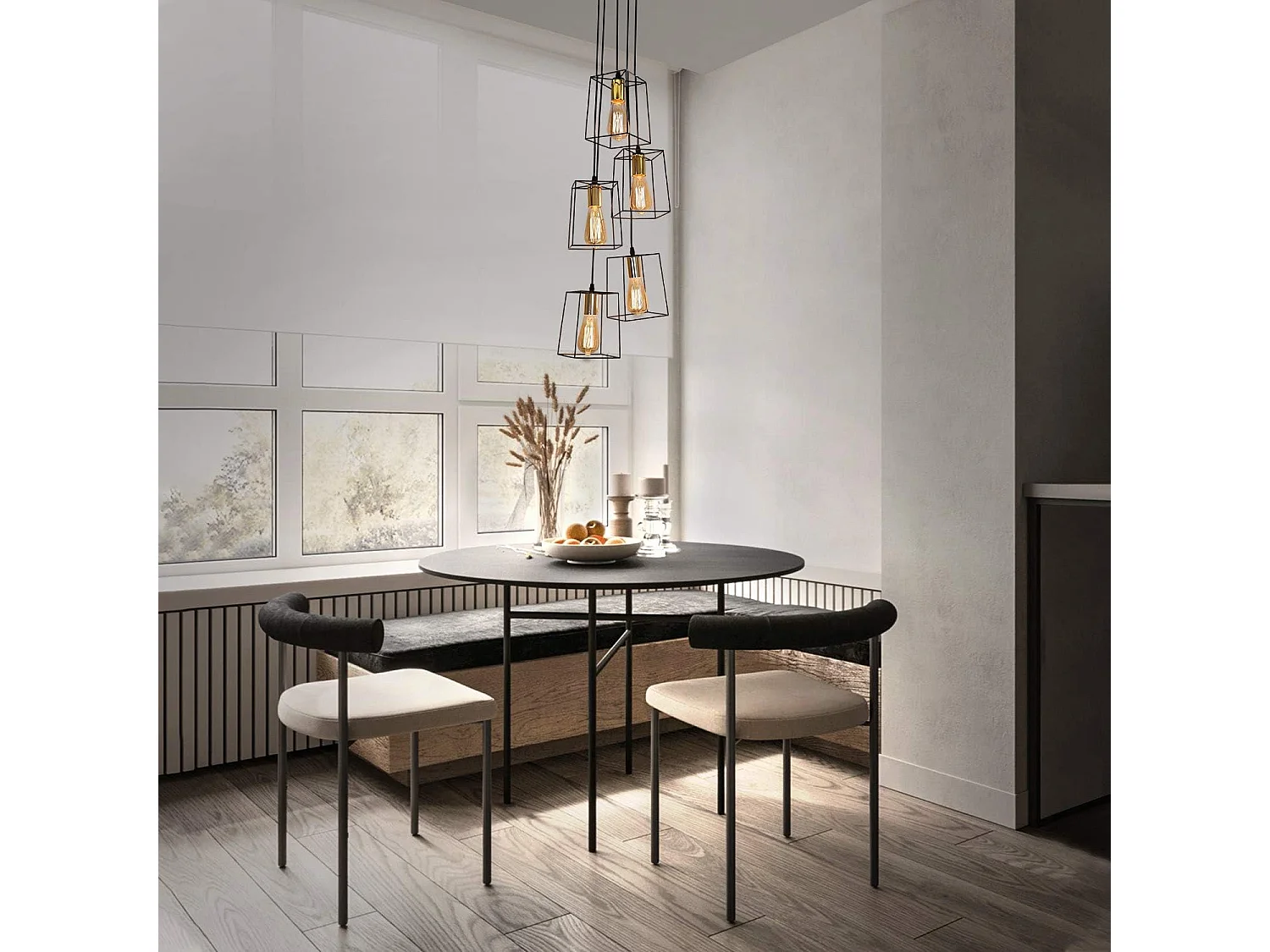 NETTLIFE Hanglamp - E27 fitting - zwart - Metaal - vintage eettafel hanglamp - in hoogte verstelbaar - voor slaapkamer | eetkamer | woonkamer | hal