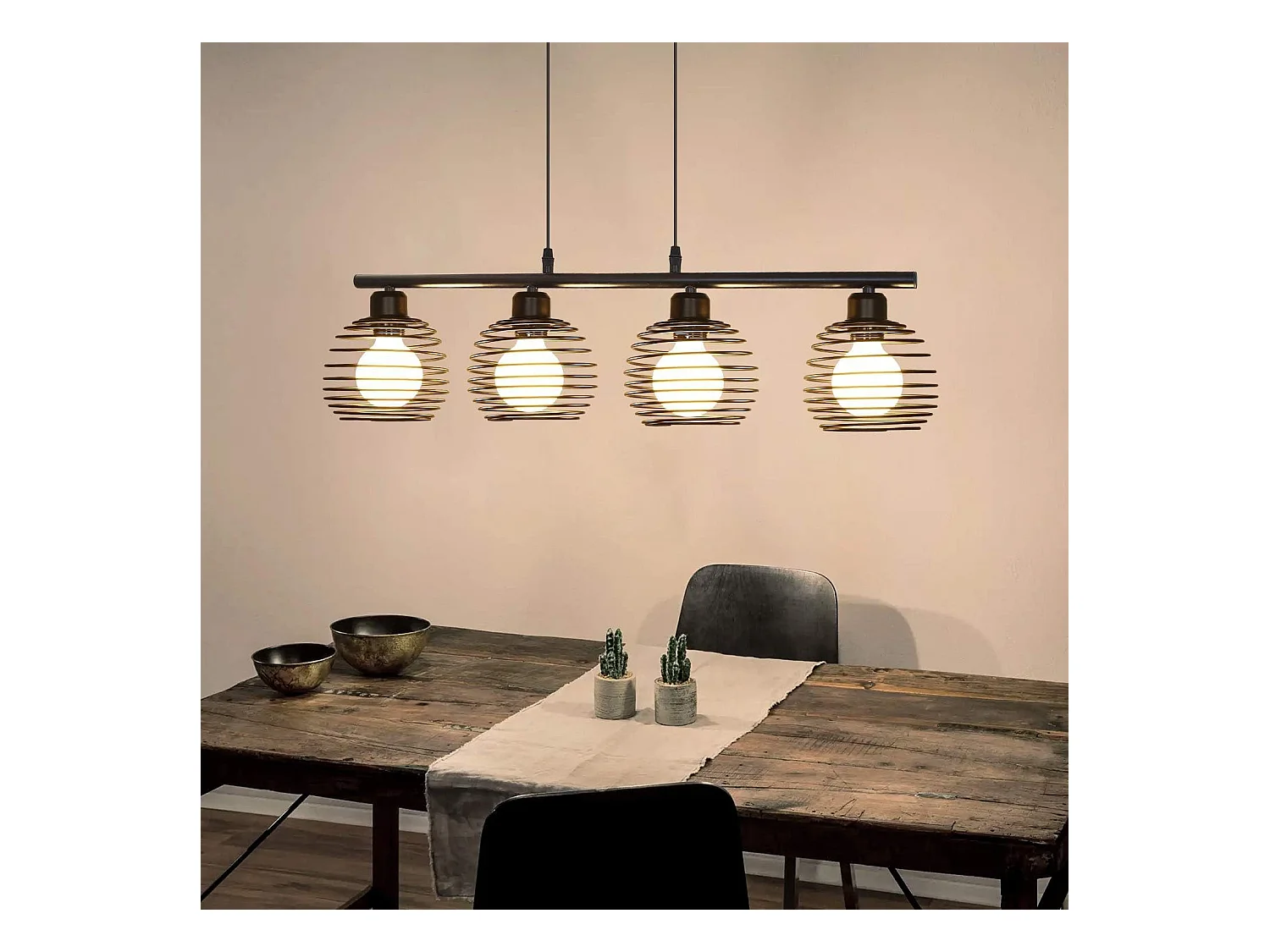 NETTLIFE Schwarze Esszimmer-Pendelleuchte: Vintage-Retro-E27-Esszimmerlampe, industrielle Metall-Küchen-Pendelleuchte für Wohnzimmer, Esszimmer – ohne Glühbirnen