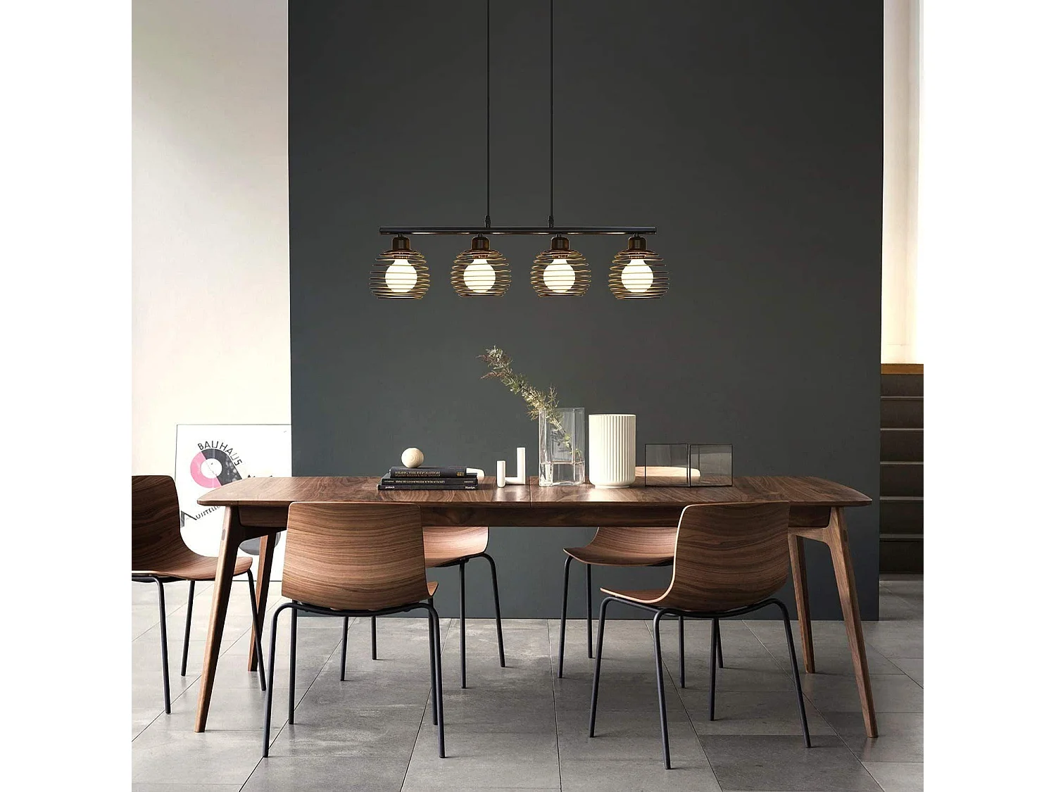 NETTLIFE Schwarze Esszimmer-Pendelleuchte: Vintage-Retro-E27-Esszimmerlampe, industrielle Metall-Küchen-Pendelleuchte für Wohnzimmer, Esszimmer – ohne Glühbirnen