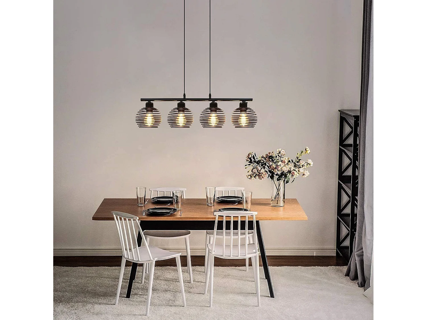 NETTLIFE Schwarze Esszimmer-Pendelleuchte: Vintage-Retro-E27-Esszimmerlampe, industrielle Metall-Küchen-Pendelleuchte für Wohnzimmer, Esszimmer – ohne Glühbirnen