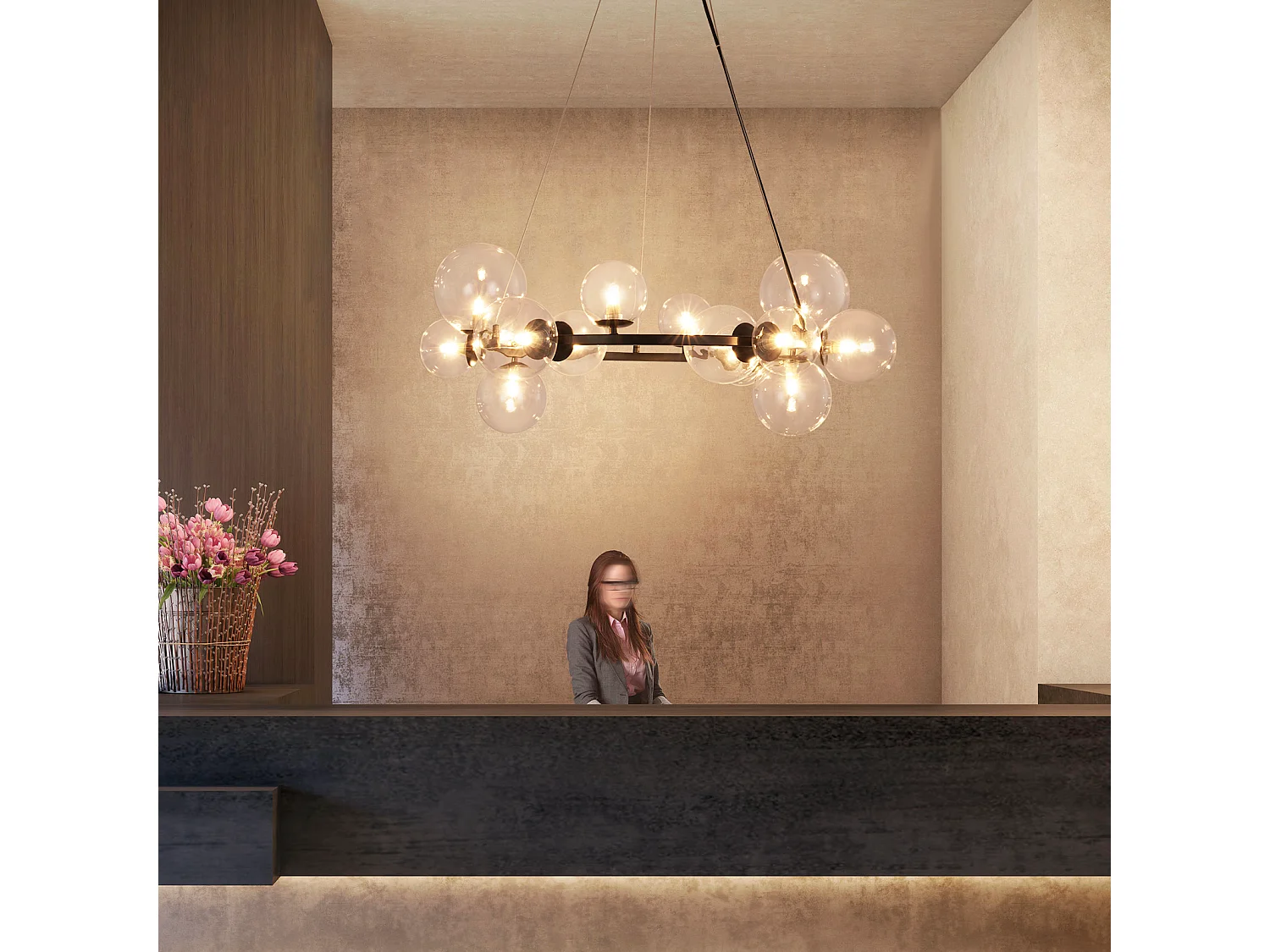 NETTLIFE Suspension table à manger lampe suspendue salon - G9 14 flammes escalier transparent moderne