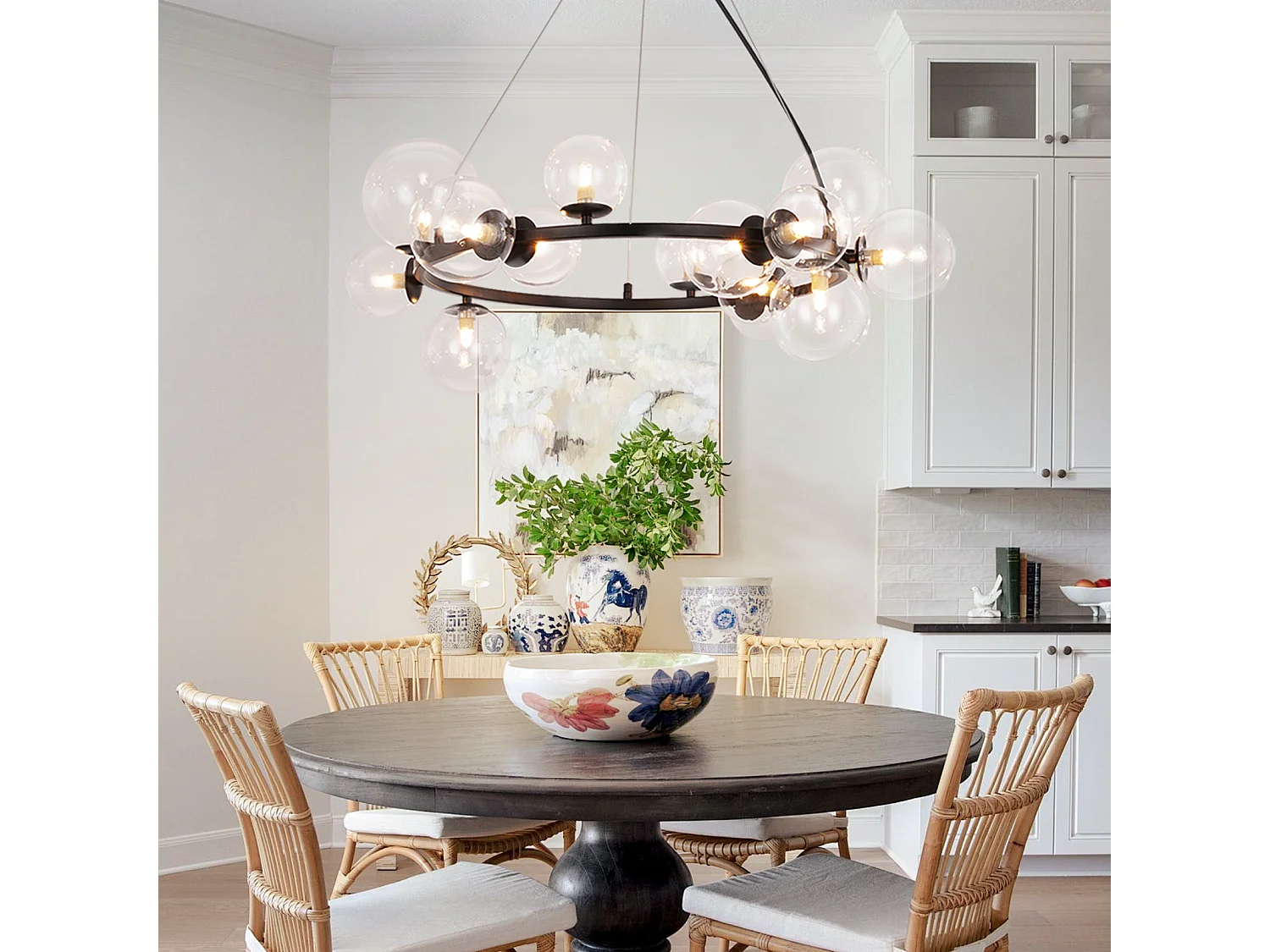 NETTLIFE Suspension table à manger lampe suspendue salon - G9 14 flammes escalier transparent moderne