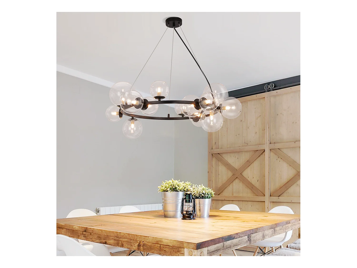 NETTLIFE Suspension table à manger lampe suspendue salon - G9 14 flammes escalier transparent moderne