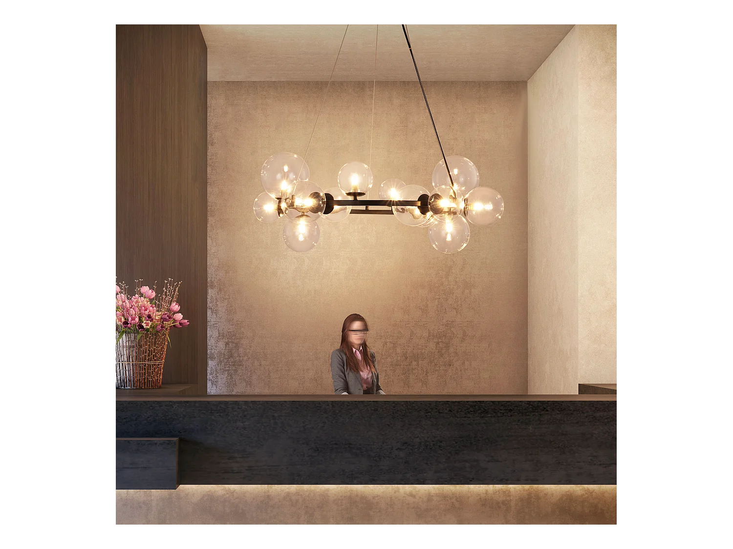 NETTLIFE Zawieszana lampa wisząca do stołu jadalnego do salonu - G9 14 płomieni nowoczesne przezroczyste schody