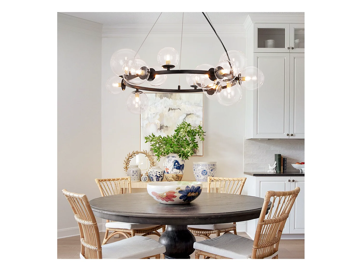 NETTLIFE Zawieszana lampa wisząca do stołu jadalnego do salonu - G9 14 płomieni nowoczesne przezroczyste schody