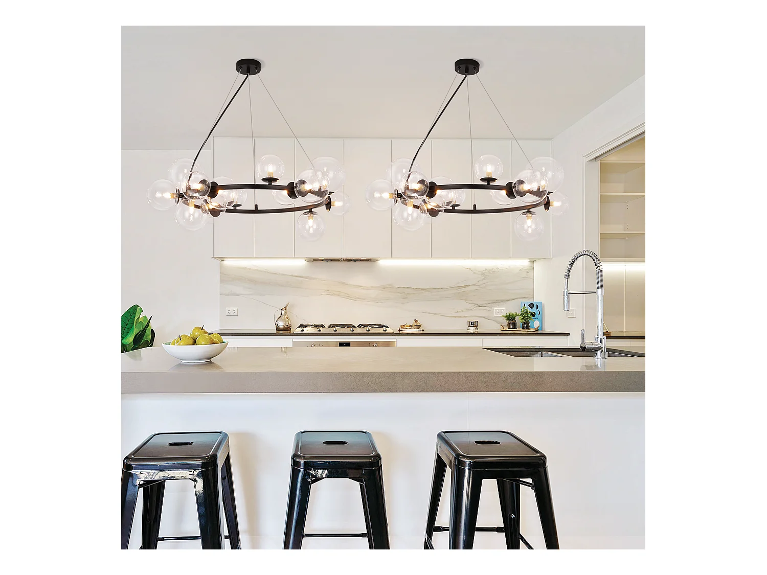 NETTLIFE Zawieszana lampa wisząca do stołu jadalnego do salonu - G9 14 płomieni nowoczesne przezroczyste schody