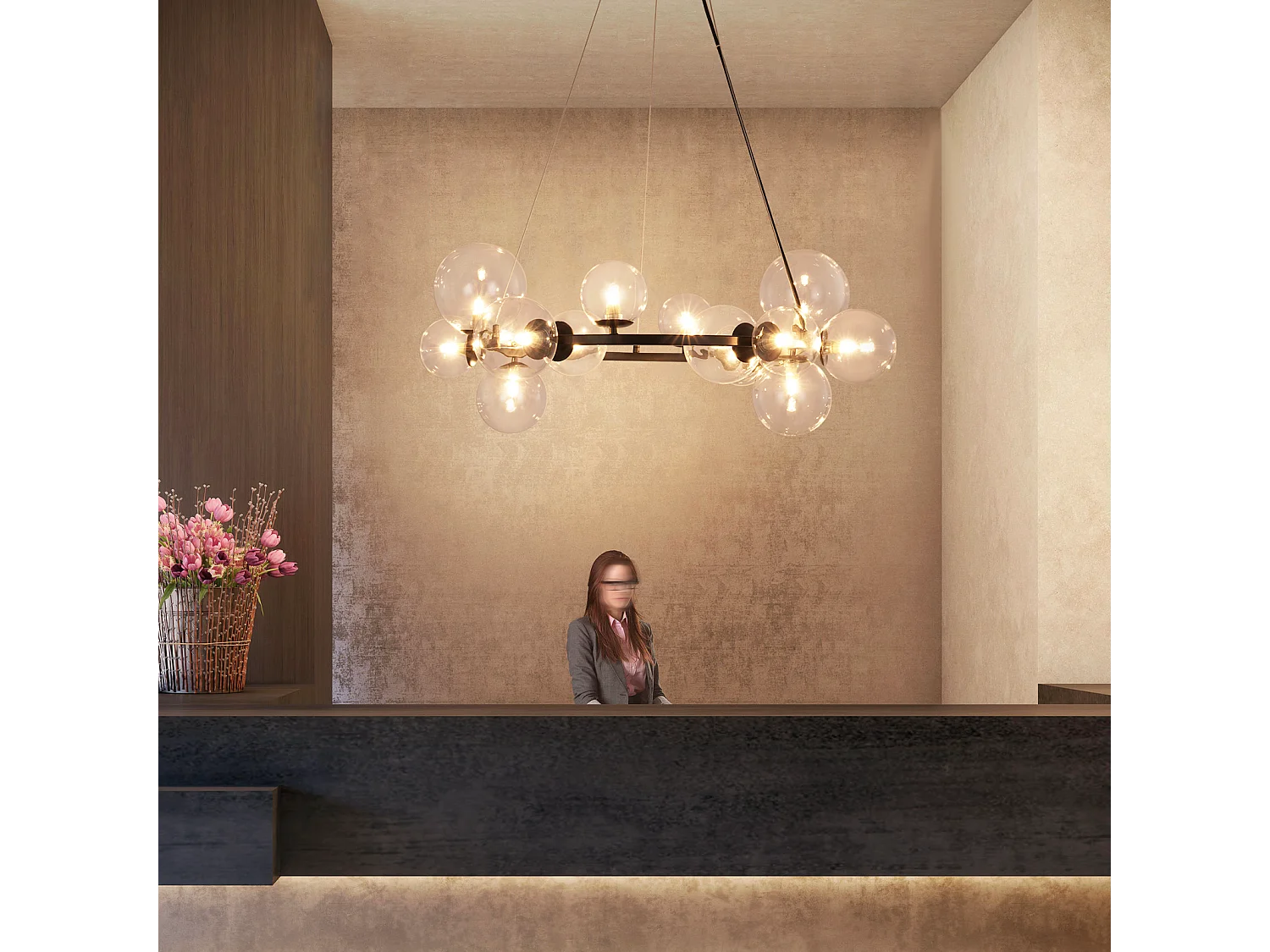 NETTLIFE Pendelleuchte Esstisch Hängelampe Wohnzimmer - G9 14 Flammen Modern Transparent Treppe