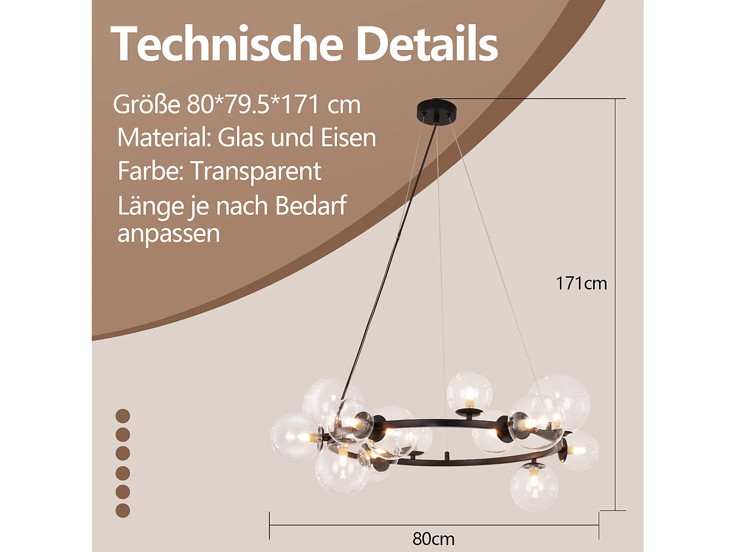 NETTLIFE Pendelleuchte Esstisch Hängelampe Wohnzimmer - G9 14 Flammen Modern Transparent Treppe