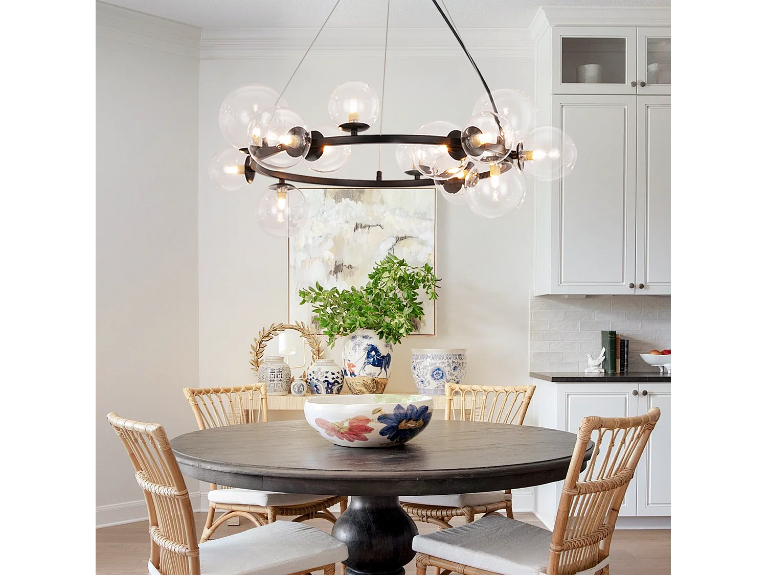 NETTLIFE Suspension table à manger lampe suspendue salon - G9 14 flammes escalier transparent moderne