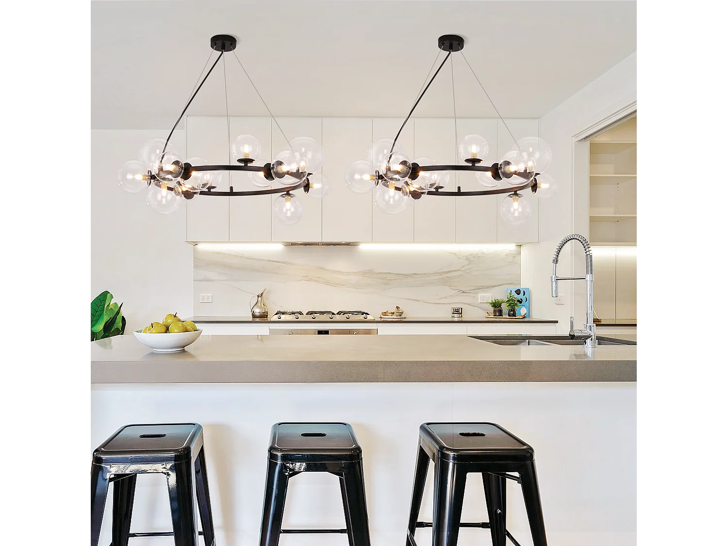 NETTLIFE Suspension table à manger lampe suspendue salon - G9 14 flammes escalier transparent moderne