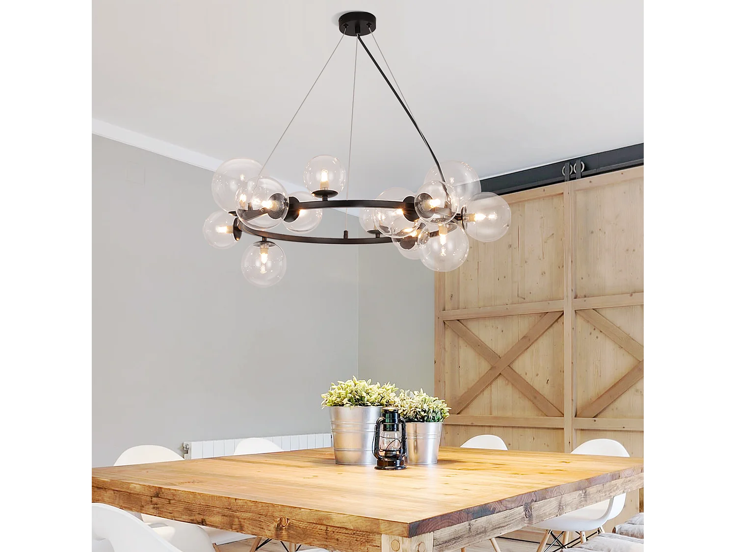 NETTLIFE Suspension table à manger lampe suspendue salon - G9 14 flammes escalier transparent moderne