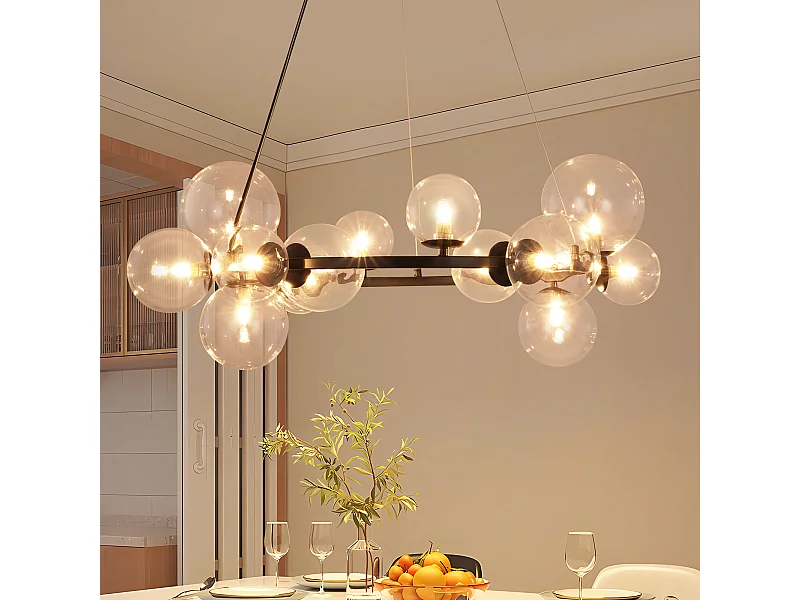 NETTLIFE Suspension table à manger lampe suspendue salon - G9 14 flammes escalier transparent moderne