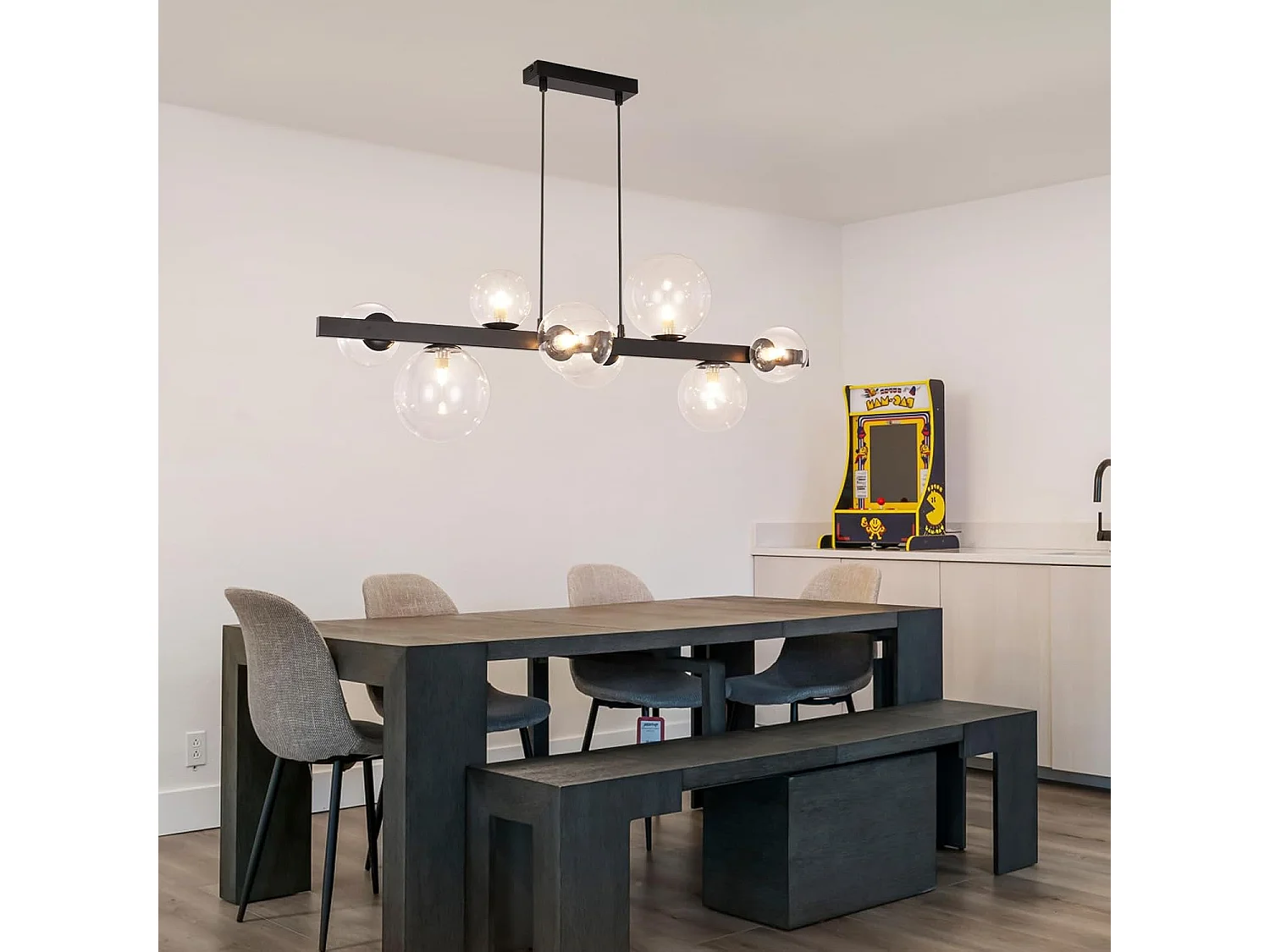 NETTLIFE Suspension table à manger lampe suspendue salon suspension G9 suspension 8 ampoules transparente