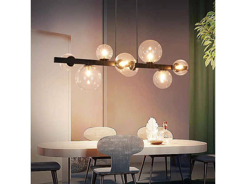 NETTLIFE Hanglamp eettafel hanglamp woonkamer hanglamp G9 hanglamp 8 lampen transparant