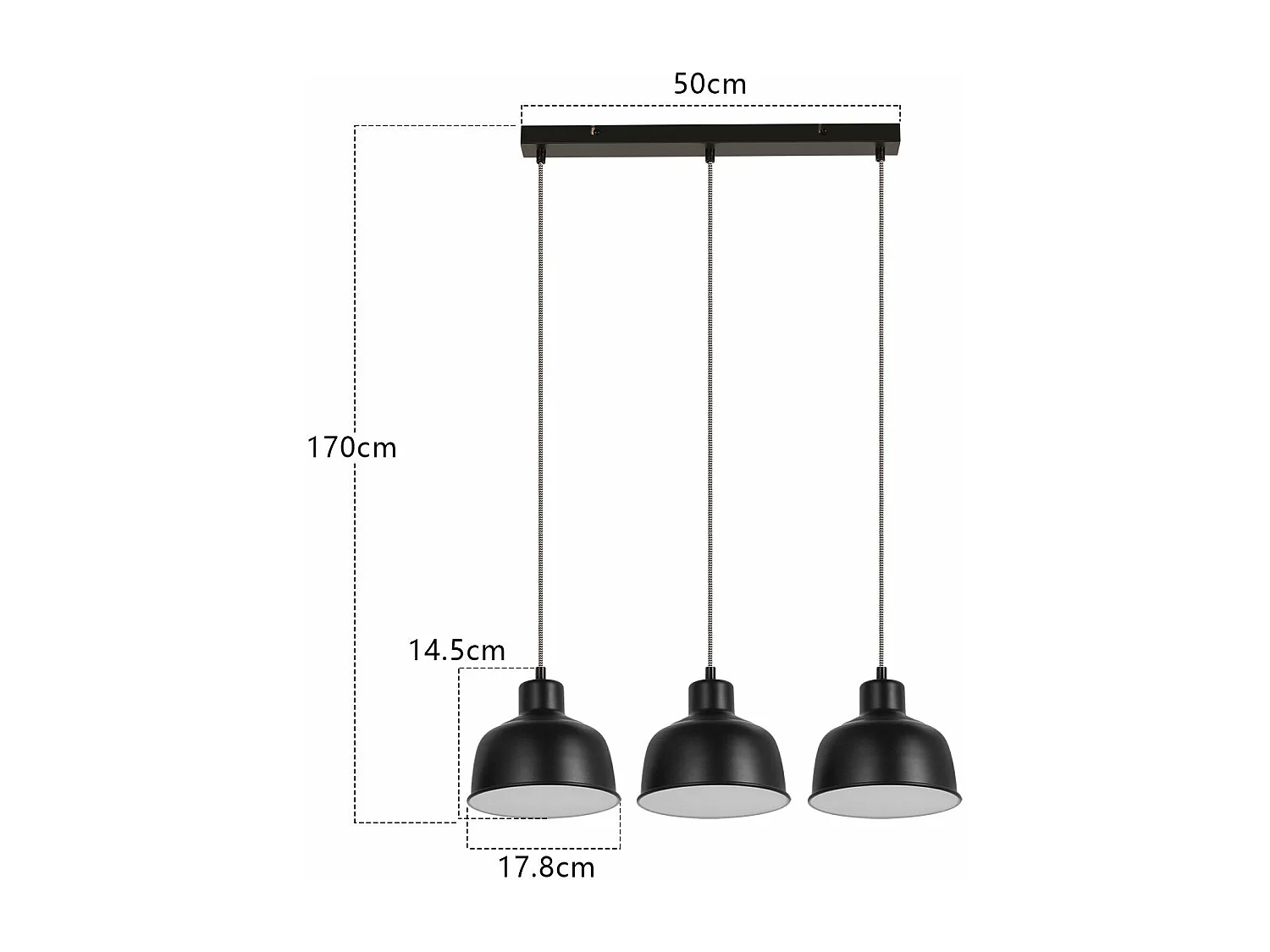 NETTLIFE Lampe à Suspension Vintage 3 Flammes Rétro Industrial Noir Lampe de Table E27