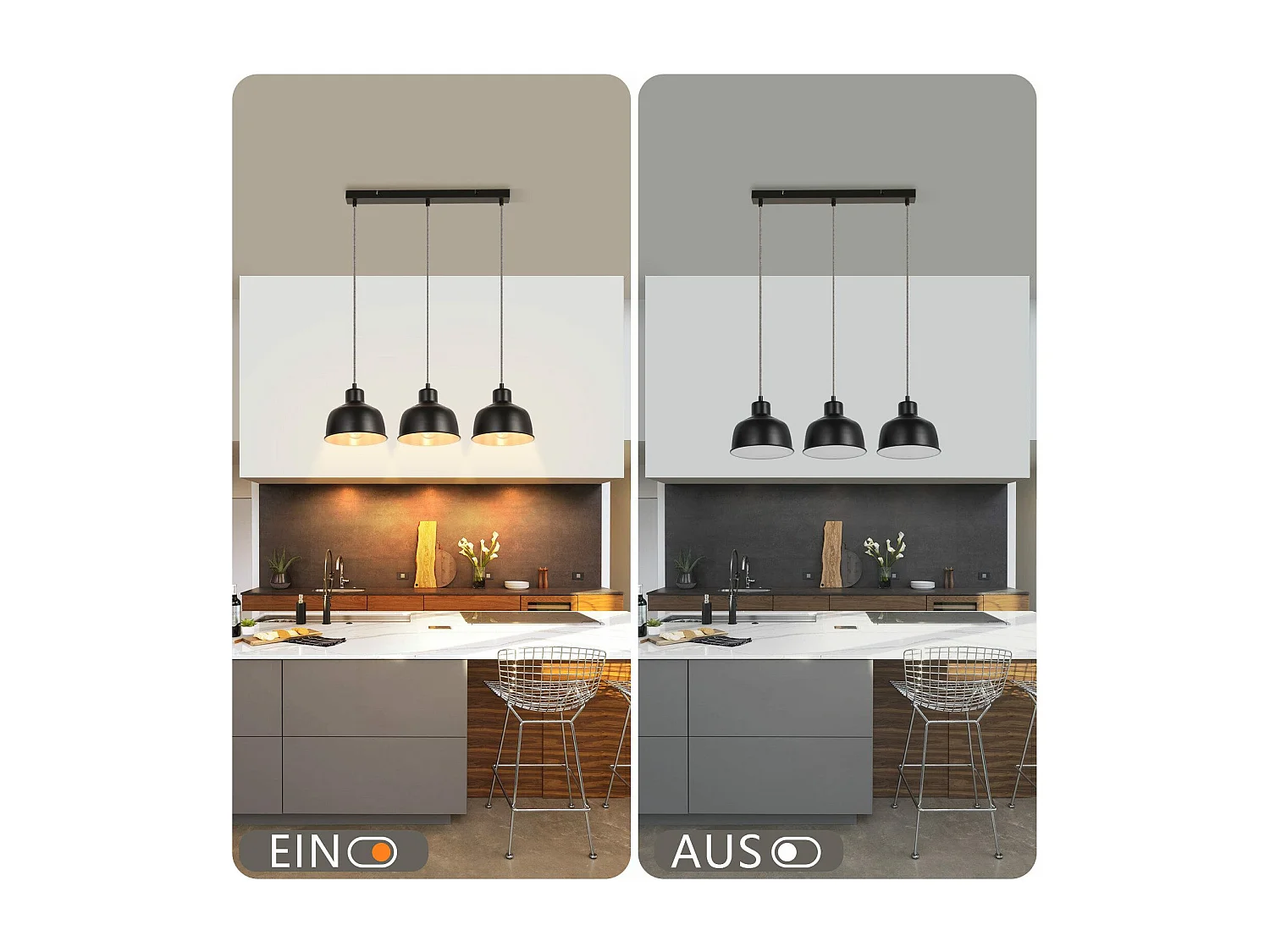 NETTLIFE Lampe à Suspension Vintage 3 Flammes Rétro Industrial Noir Lampe de Table E27