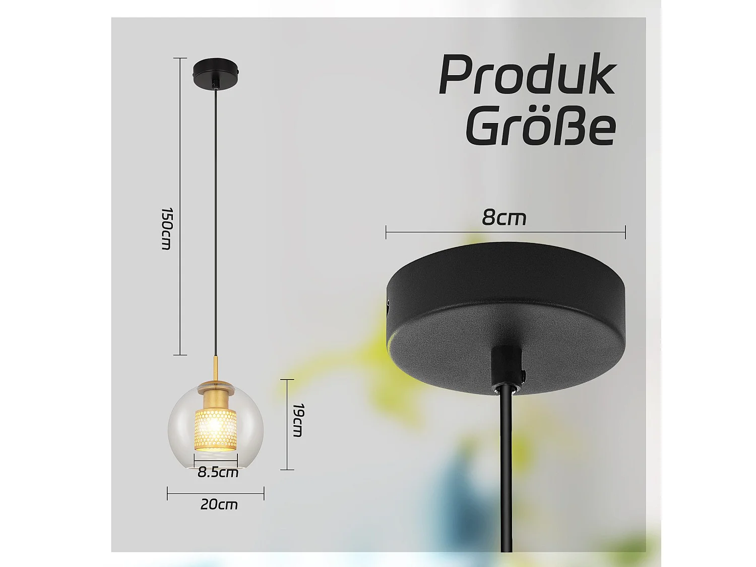 NETTLIFE Suspension table de salle à manger en verre - 1 flamme Vintage E27 Lampe à suspendre noir