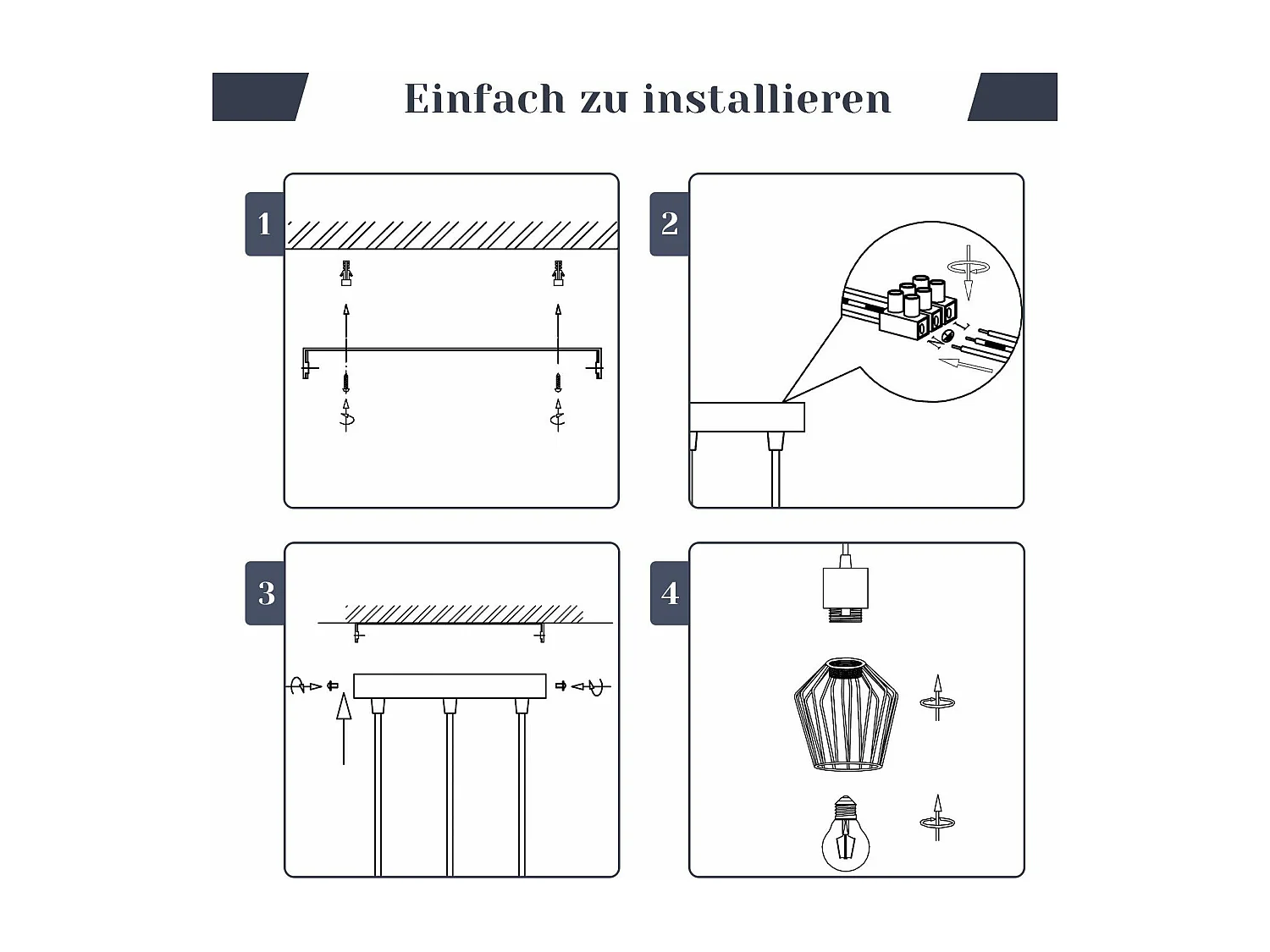 NETTLIFE Hanglamp E27 3-Lichts Zwart Metaal Vintage Pendellamp kooivorm Eettafel Pendellamp MAX.25W Retro Woonkamerlamp voor Keuken | Slaapkamer | Cafe | Woonkamer