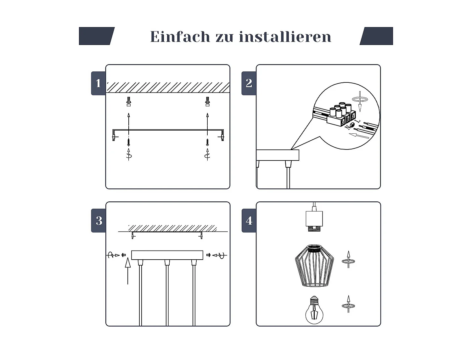 NETTLIFE Hanglamp E27 3-Lichts Zwart Metaal Vintage Pendellamp kooivorm Eettafel Pendellamp MAX.25W Retro Woonkamerlamp voor Keuken | Slaapkamer | Cafe | Woonkamer