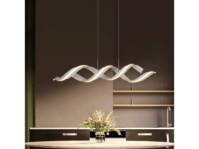 NETTLIFE Hanglamp LED - Nikkel - 3000K Warm Wit Licht - Modern - 95CM Eetkamer Hanglamp - 29W Eettafellamp - voor Keuken | Woonkamer | Kantoor | Studeerkamer