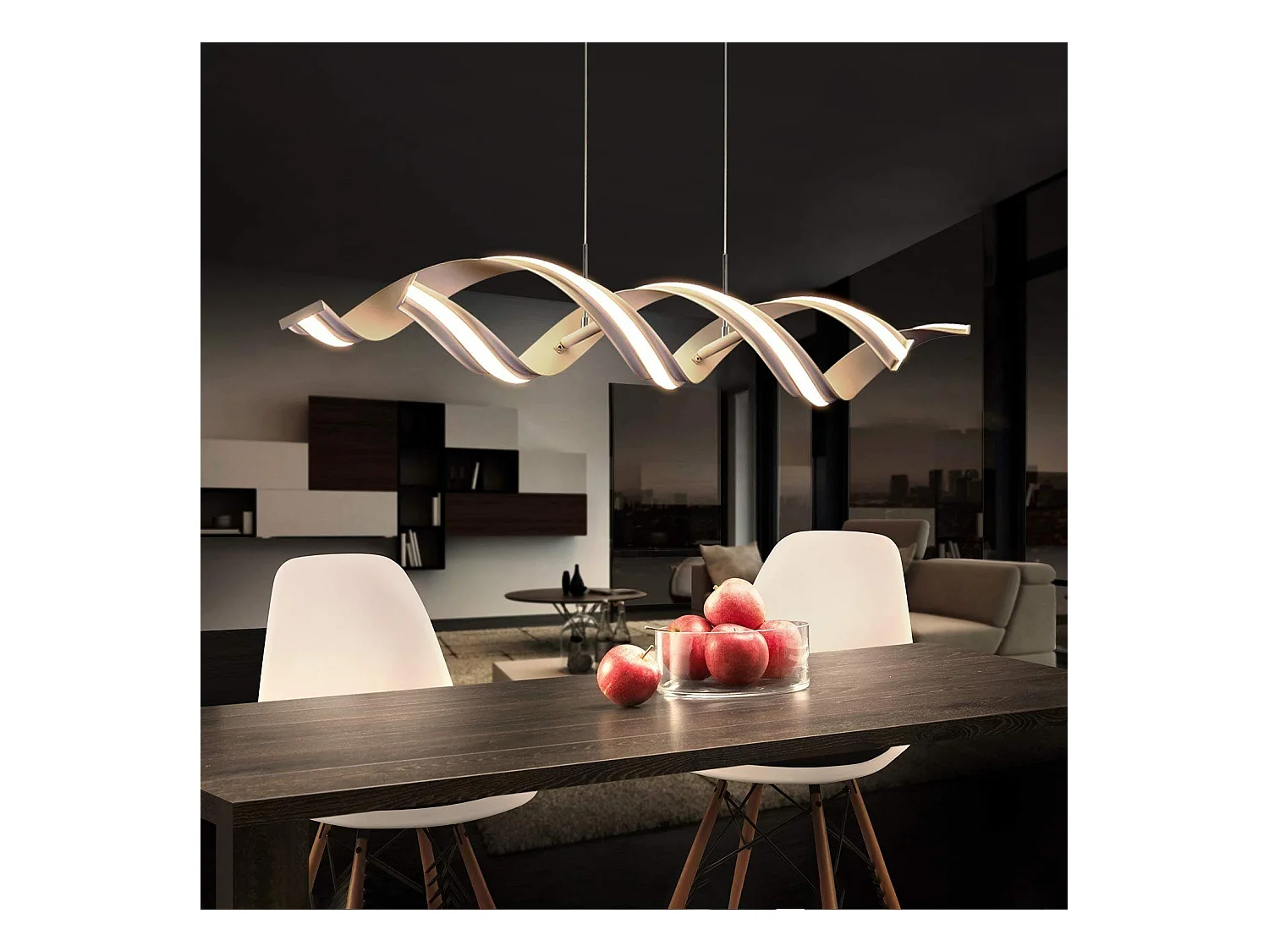 NETTLIFE Hanglamp LED - Nikkel - 3000K Warm Wit Licht - Modern - 95CM Eetkamer Hanglamp - 29W Eettafellamp - voor Keuken | Woonkamer | Kantoor | Studeerkamer