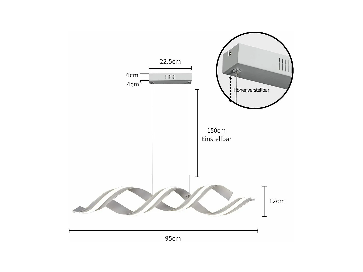 NETTLIFE Hanglamp LED - Nikkel - 3000K Warm Wit Licht - Modern - 95CM Eetkamer Hanglamp - 29W Eettafellamp - voor Keuken | Woonkamer | Kantoor | Studeerkamer