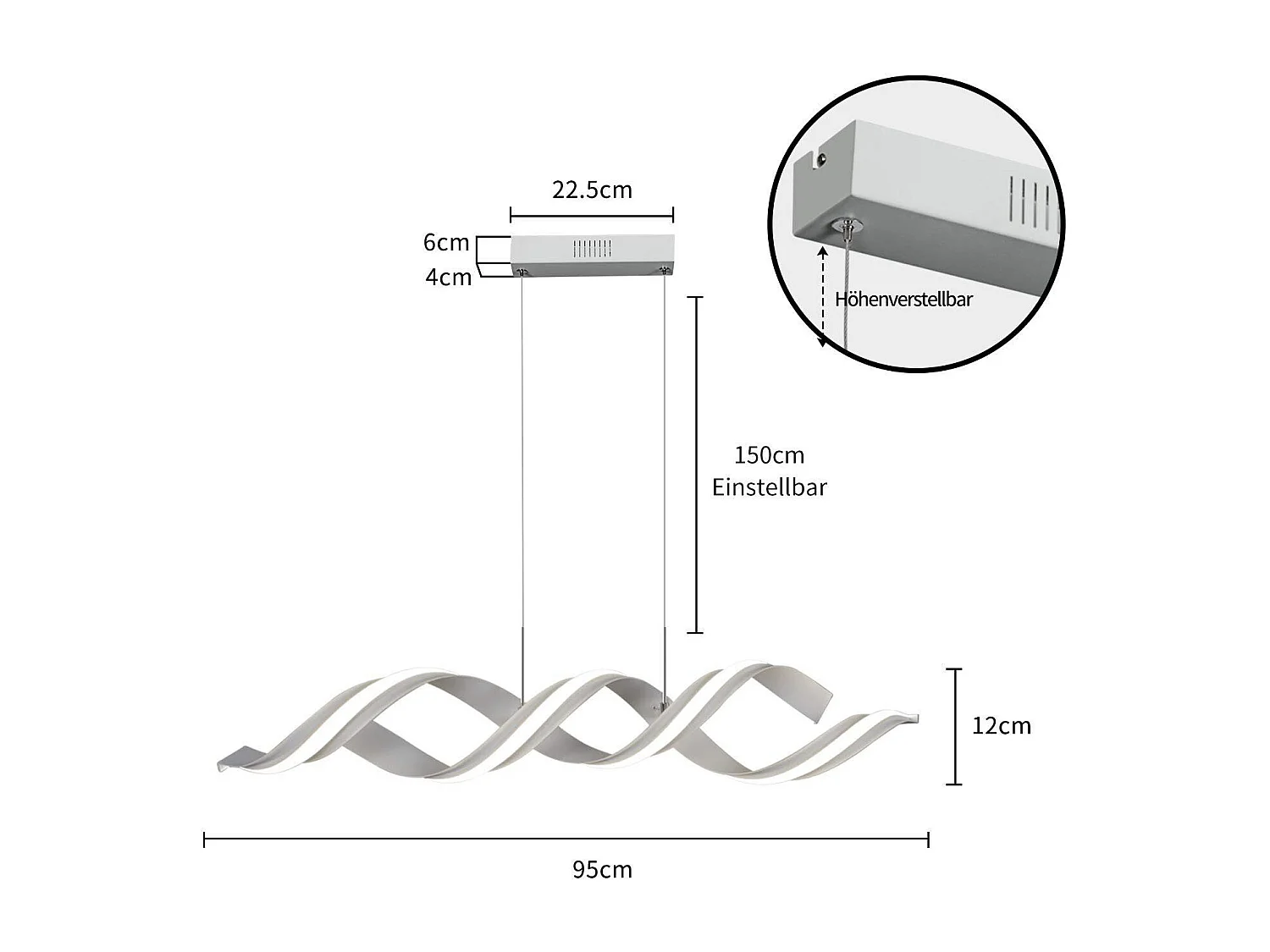 NETTLIFE Lampe suspendue Moderne 95CM Design 3000K Blanc chaud 29W