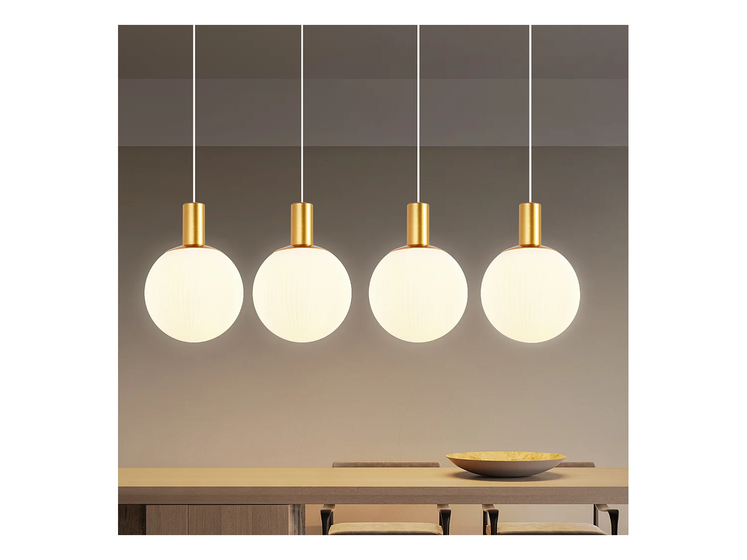 NETTLIFE Suspensions verre E27 Suspension 4 feux suspendue Hauteur réglable Lampe à suspension Moderne